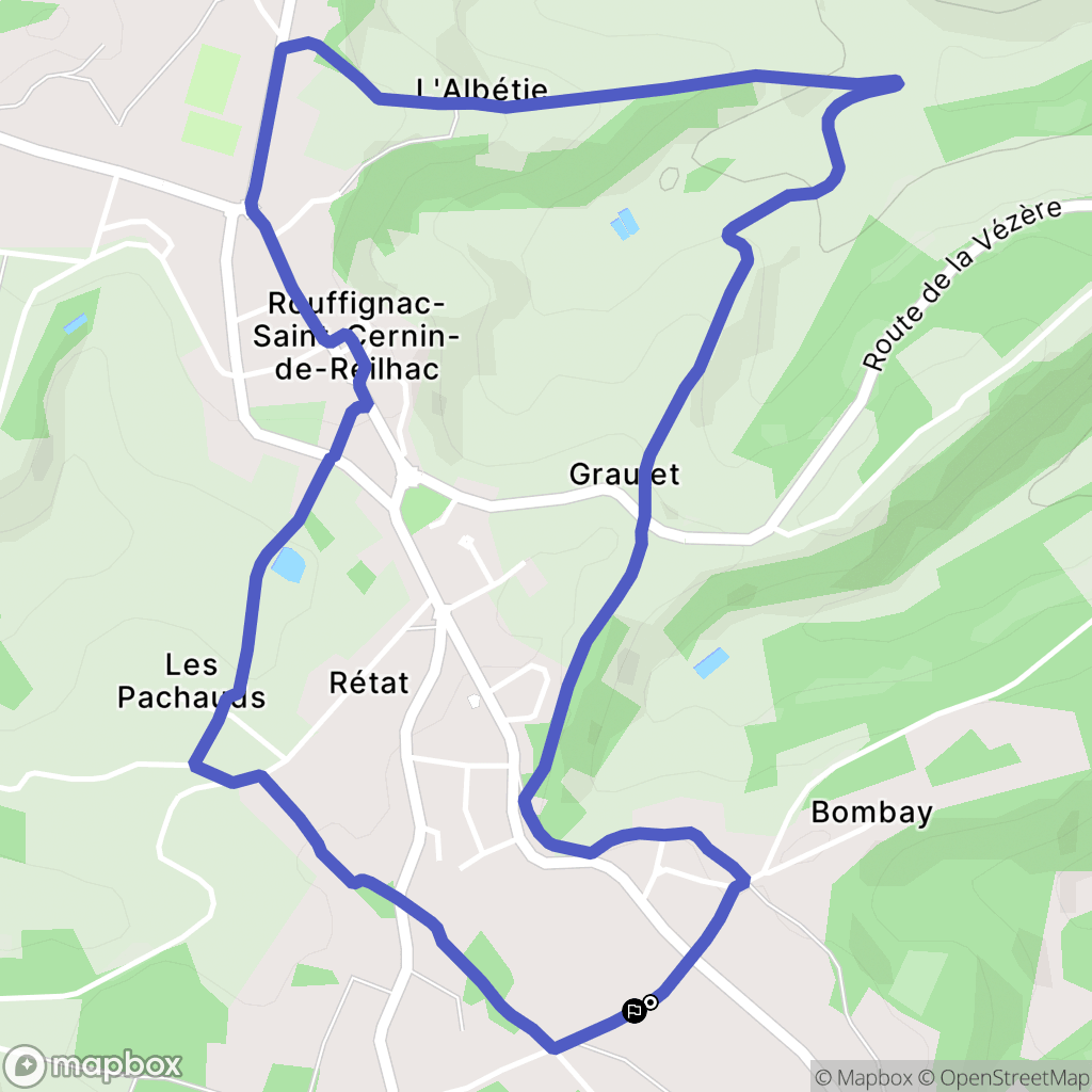 Rouffignac-Saint-Cernin-de-Reilhac : carte du parcours de randonnée - France