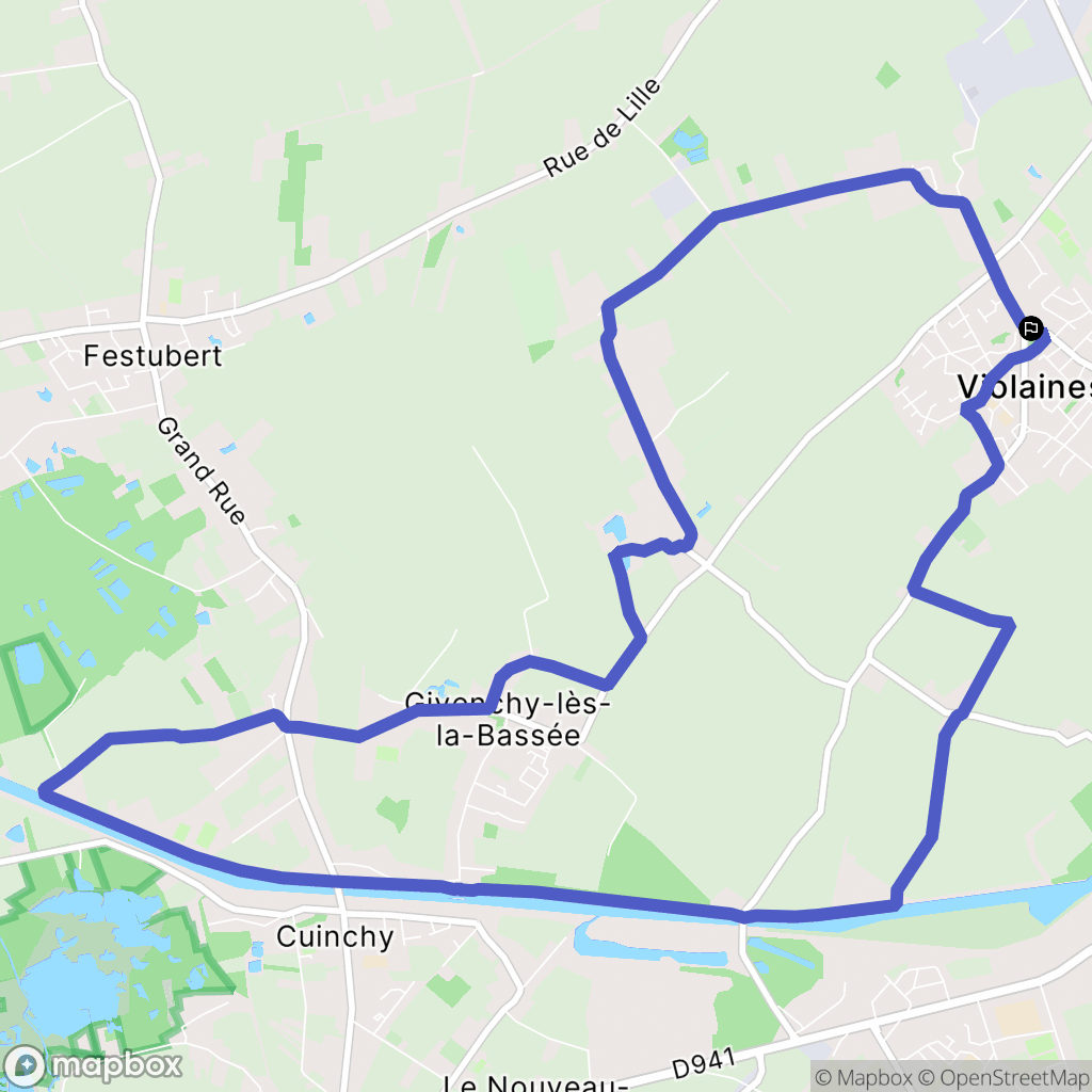 Violaines : carte du parcours de randonnée - France