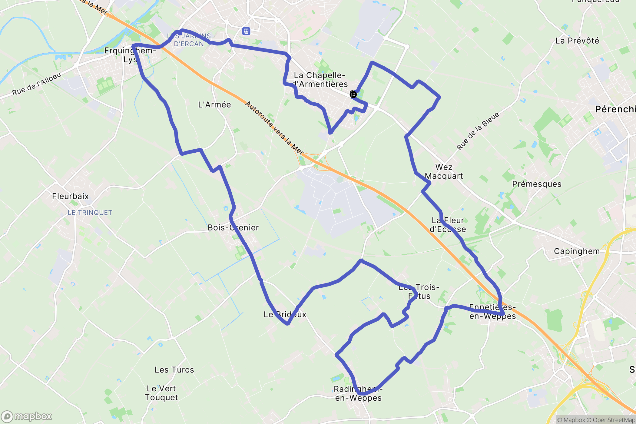 La Chapelle-d'Armentières : carte du parcours de randonnée - France
