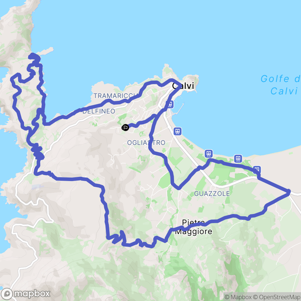 Calvi : carte du parcours de randonnée - France