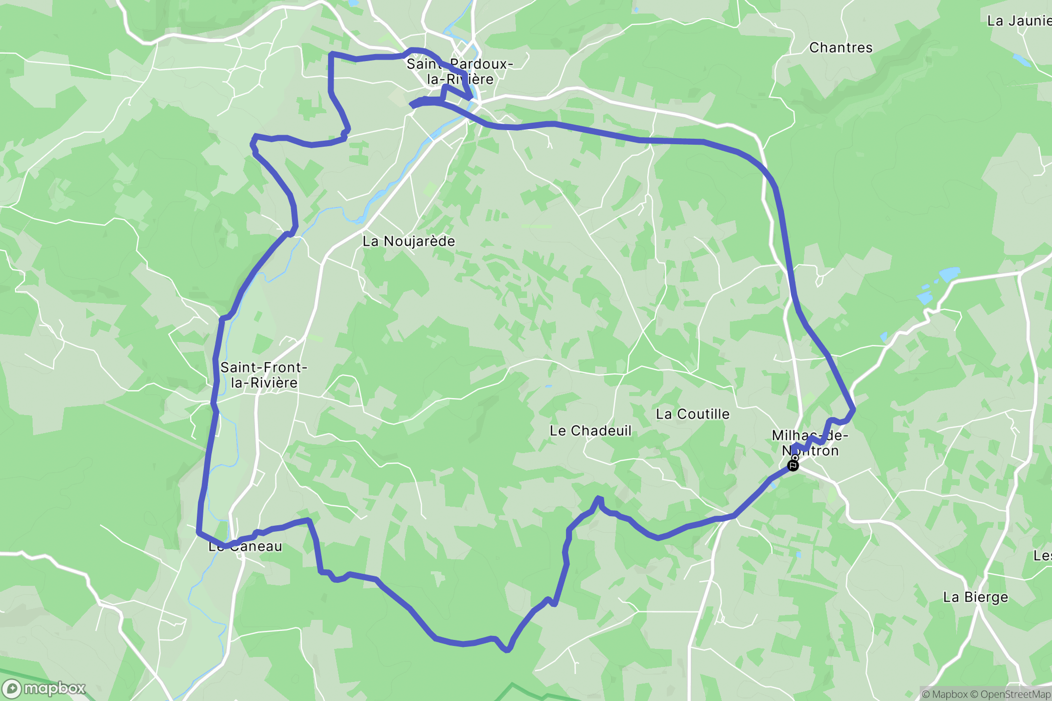Milhac-de-Nontron : carte du parcours de randonnée - France