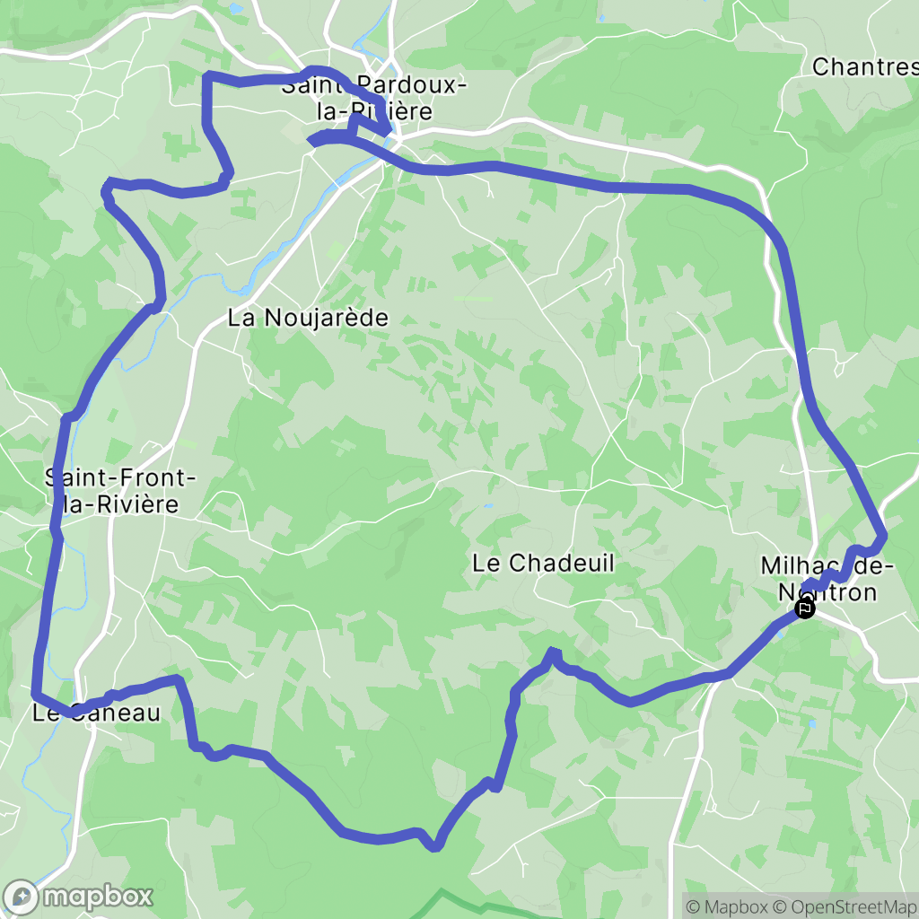 Milhac-de-Nontron : carte du parcours de randonnée - France