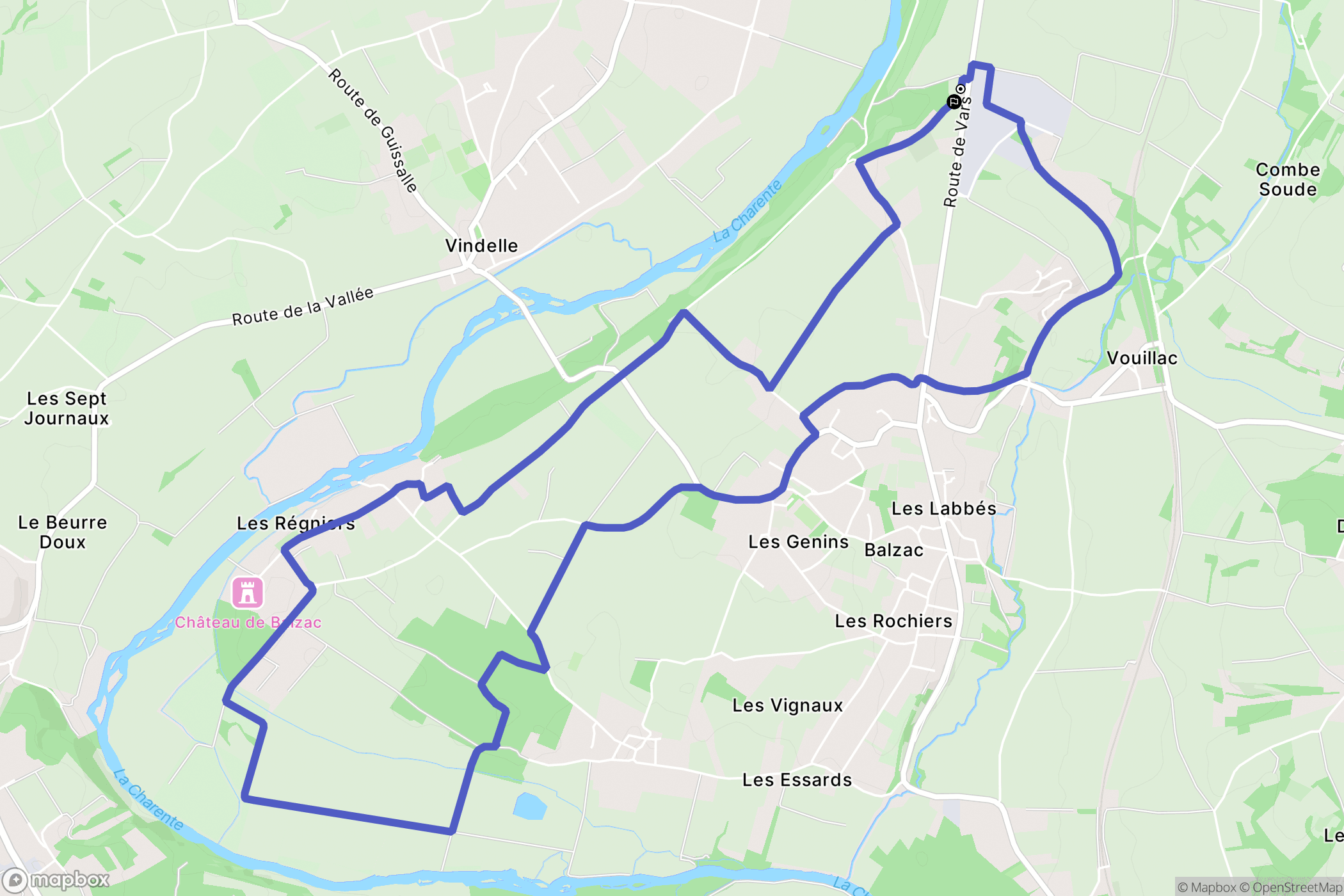 Balzac : carte du parcours de randonnée - France