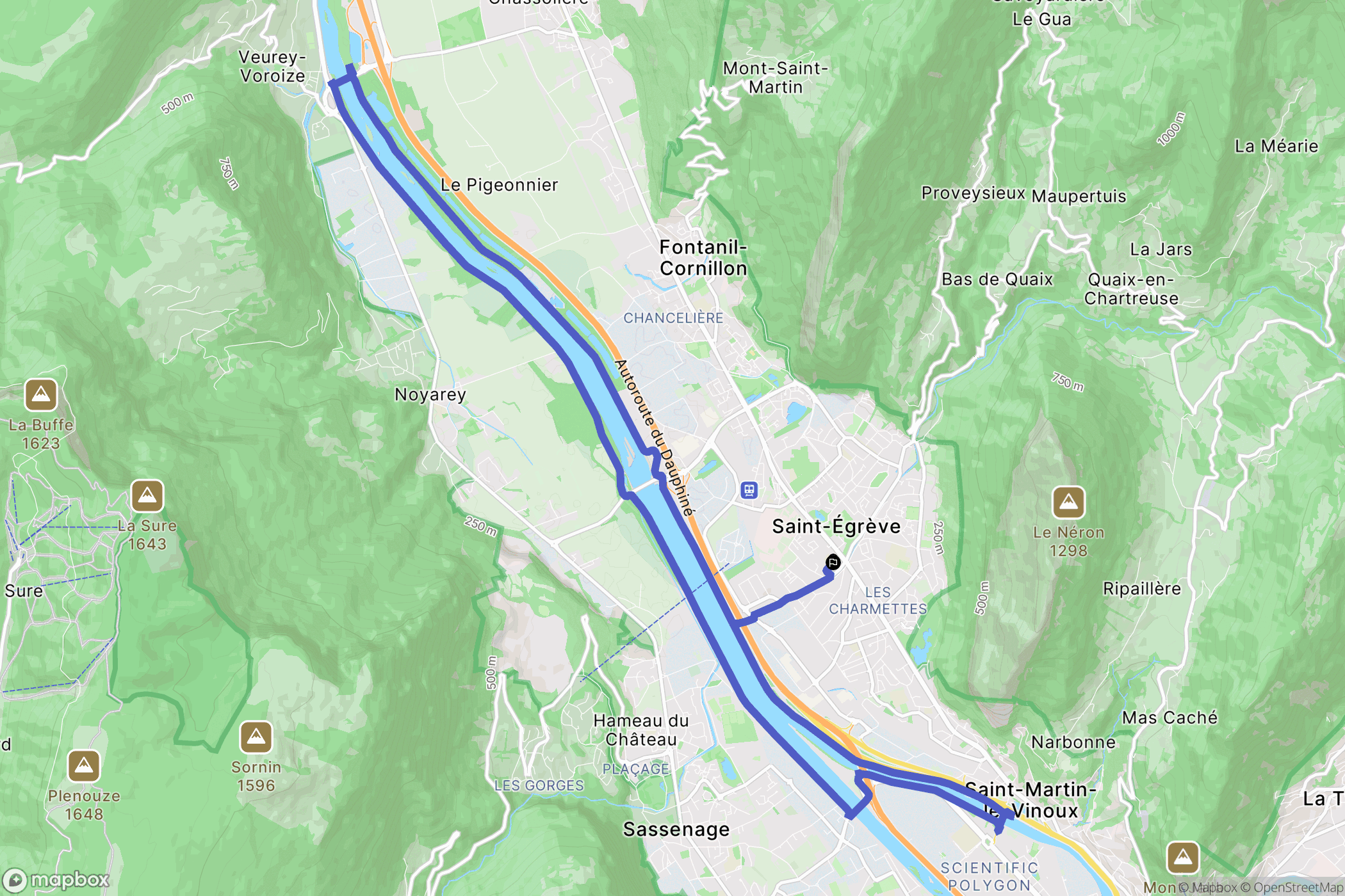 Saint-Egrève : carte du parcours de randonnée - France
