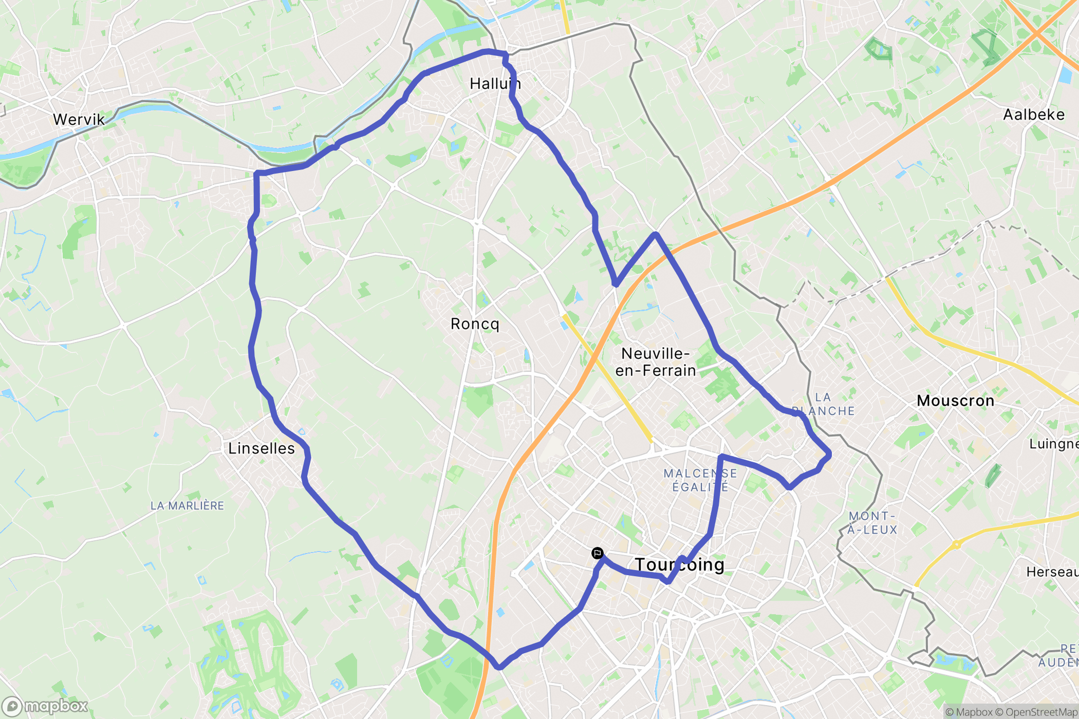 Tourcoing : carte du parcours de randonnée - France
