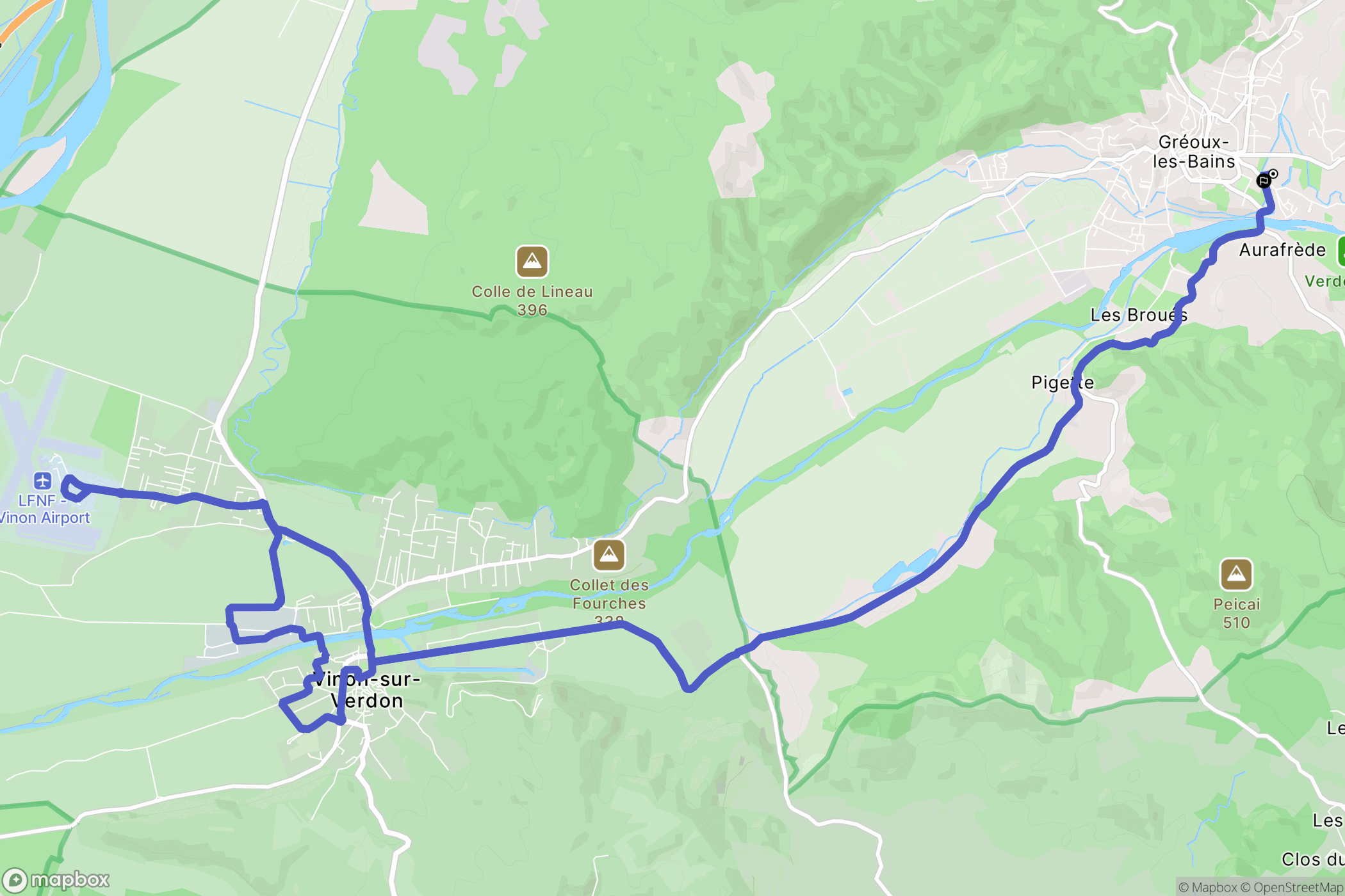 Gréoux-les-Bains : carte du parcours de randonnée - France