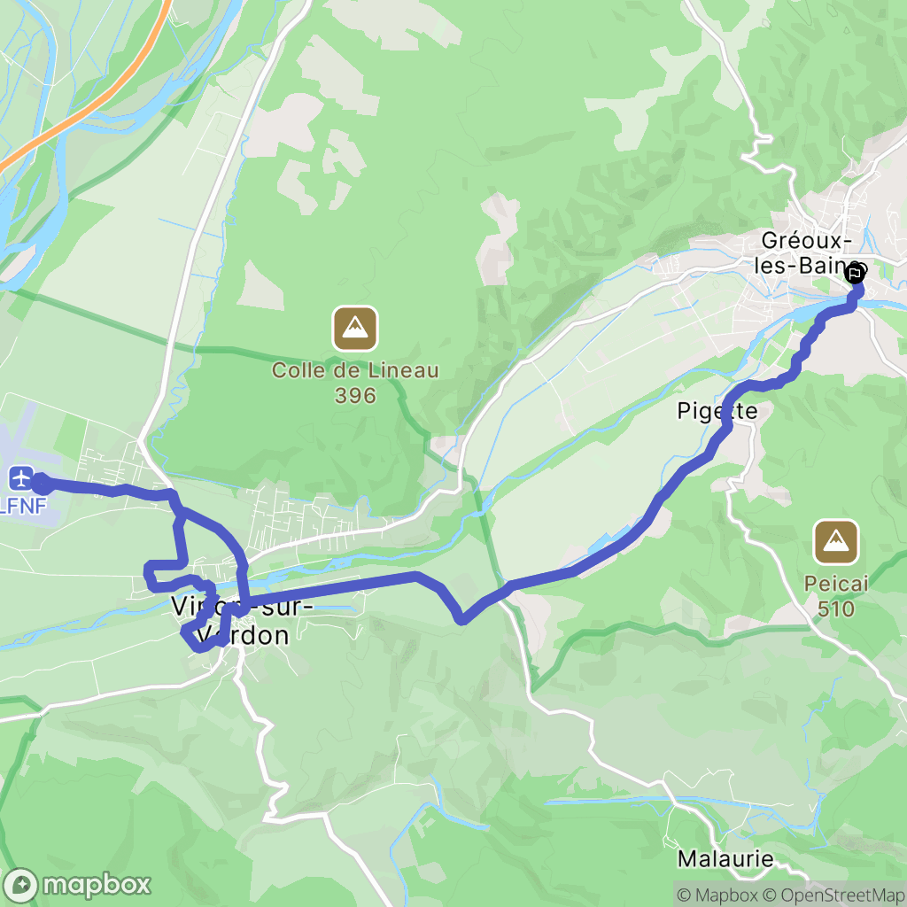 Gréoux-les-Bains : carte du parcours de randonnée - France