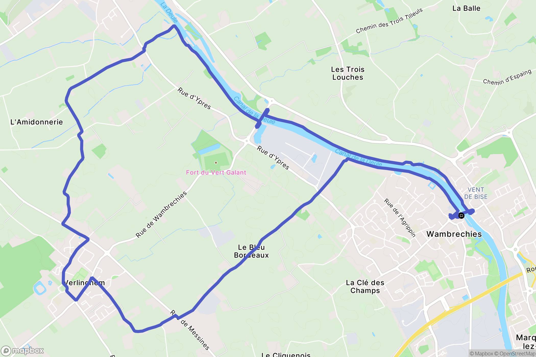 Wambrechies : carte du parcours de randonnée - France