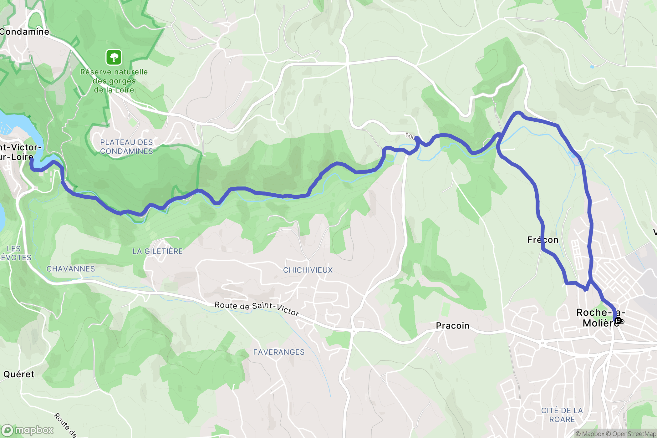 Roche-la-Molière : carte du parcours de randonnée - France