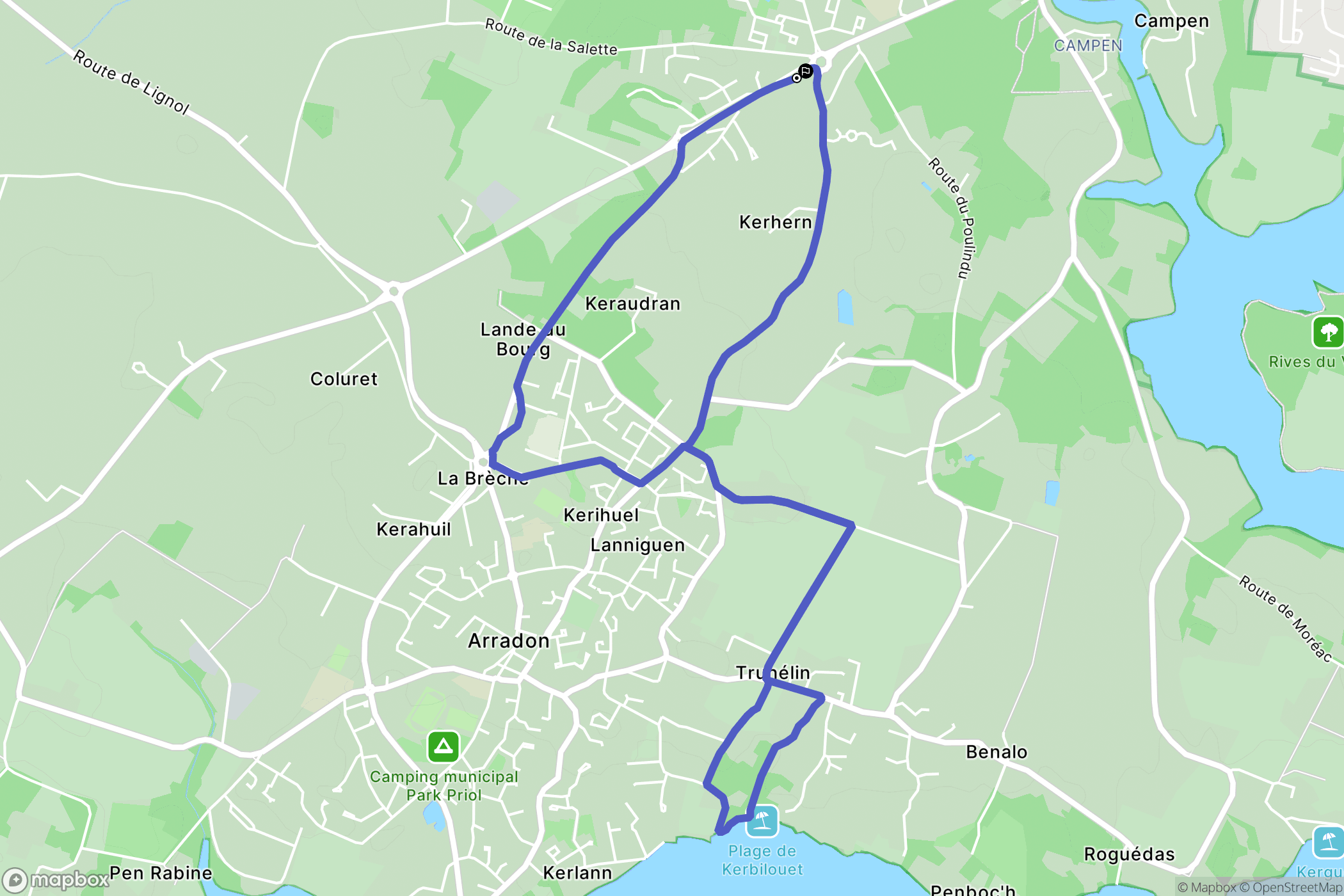 Arradon : carte du parcours de randonnée - France