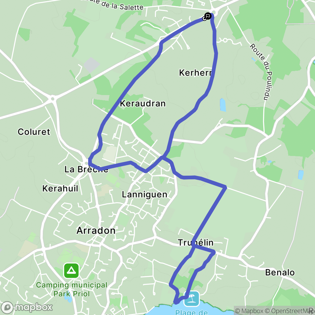 Arradon : carte du parcours de randonnée - France
