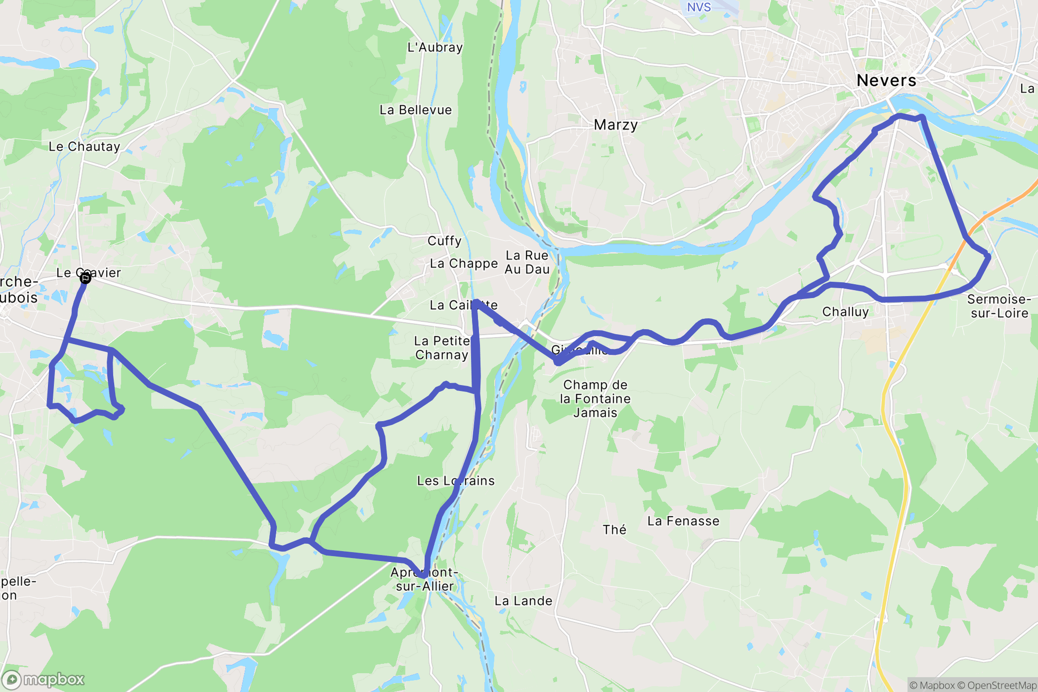 La Guerche-sur-l'Aubois : carte du parcours de randonnée - France