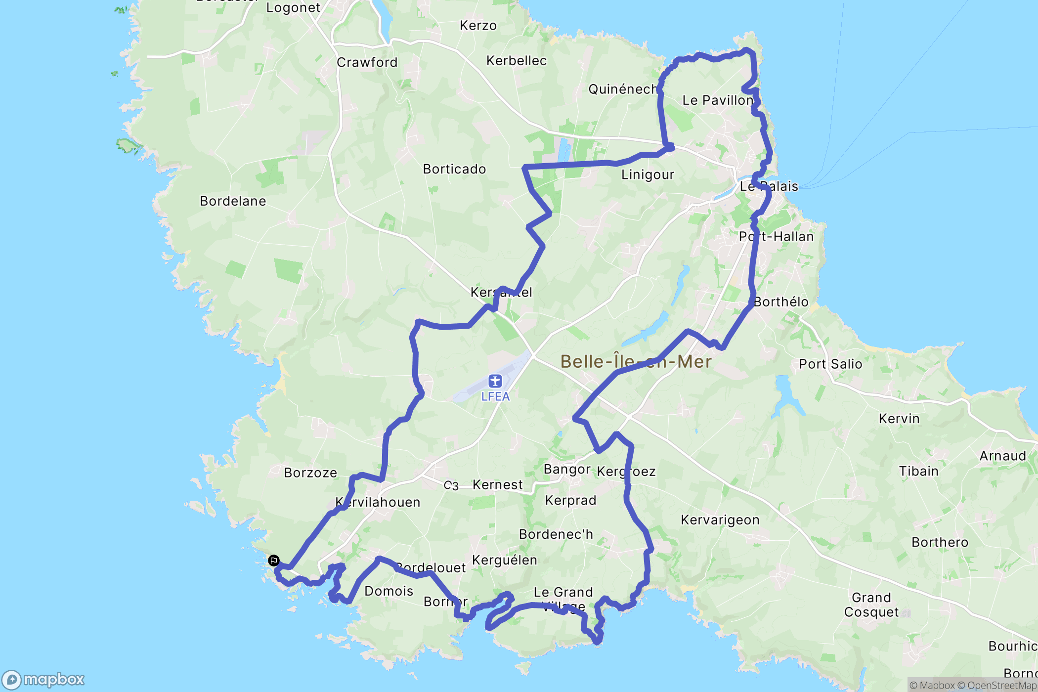 Bangor : carte du parcours de randonnée - France