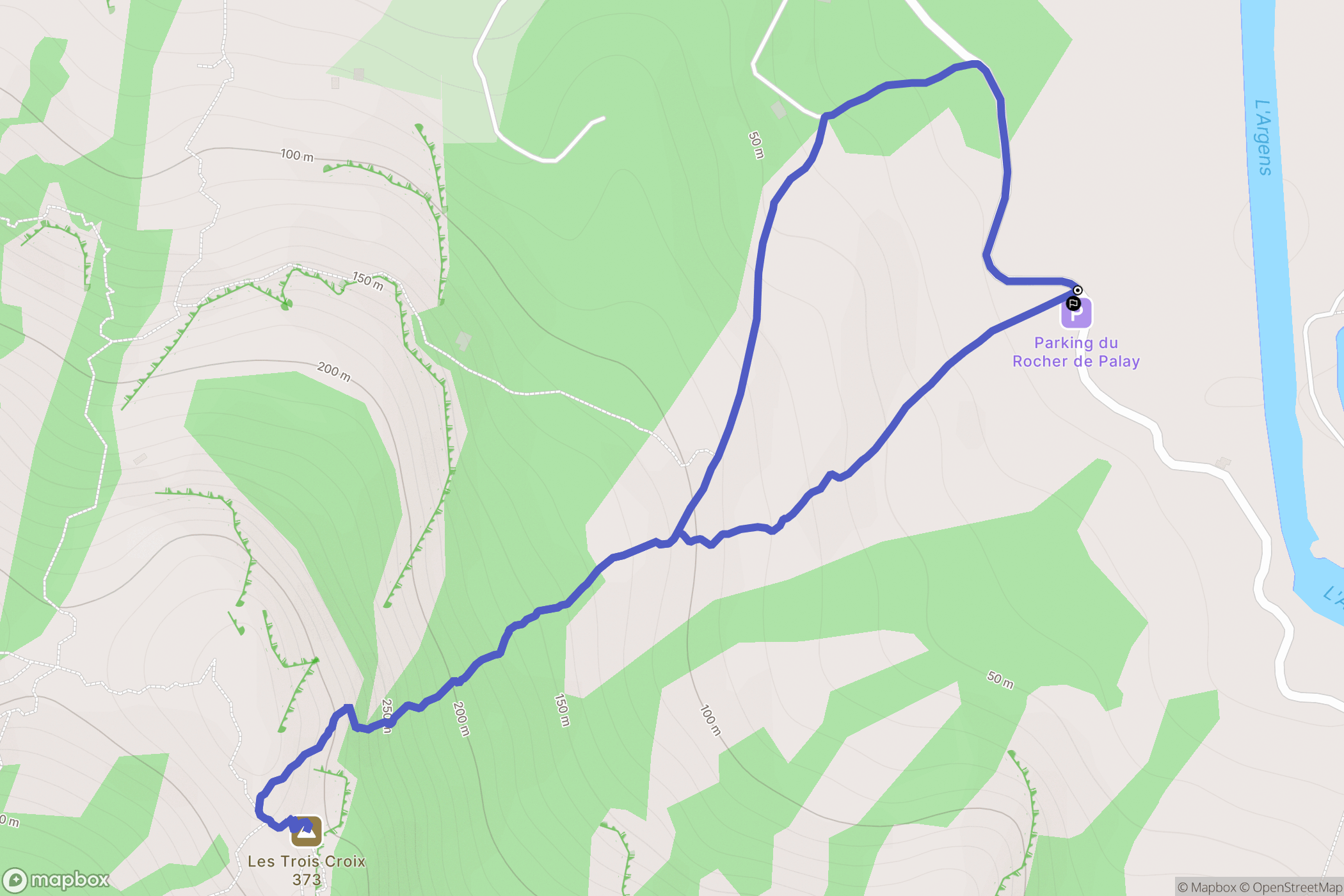 Roquebrune-sur-Argens : carte du parcours de randonnée - France