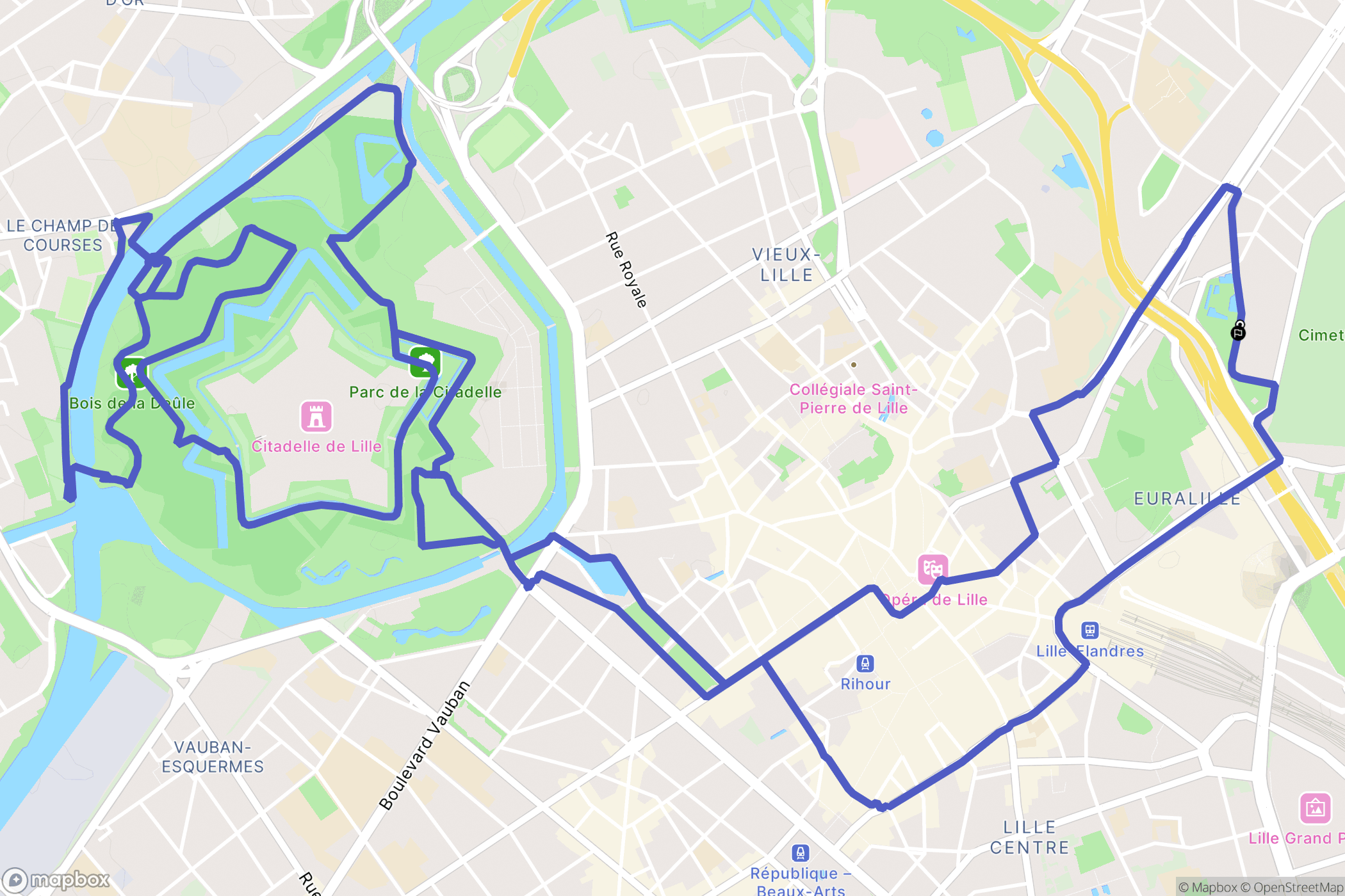 Lille : carte du parcours de randonnée - France