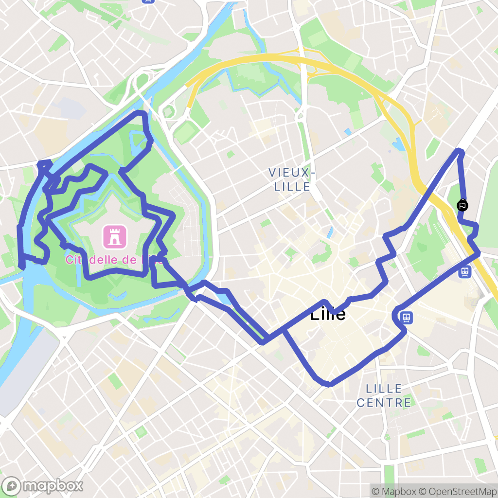 Lille : carte du parcours de randonnée - France