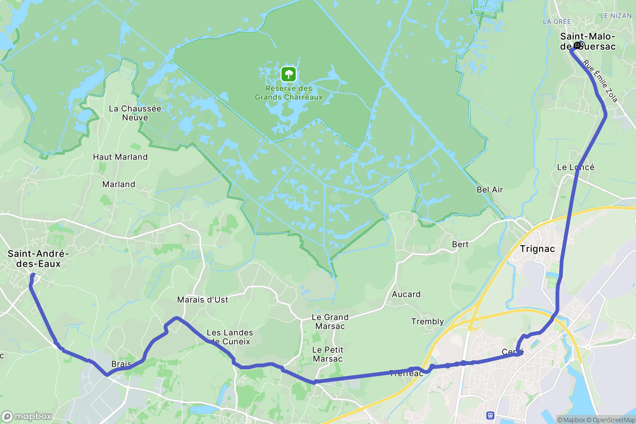 Saint-Malo-de-Guersac : carte du parcours de randonnée - France