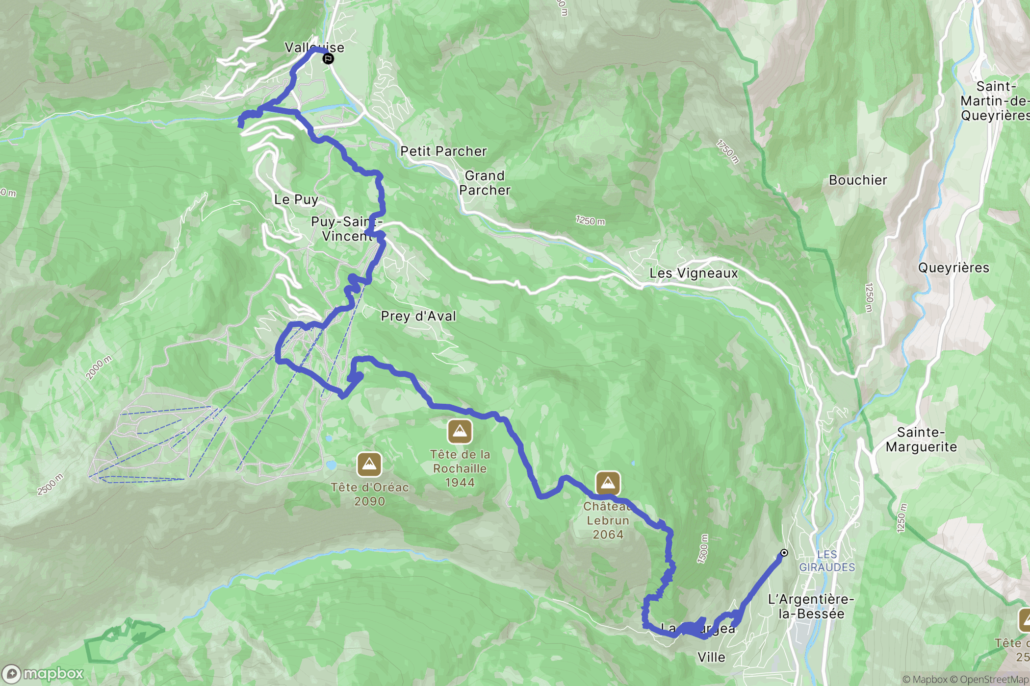 L'Argentière-la-Bessée : carte du parcours de randonnée - France