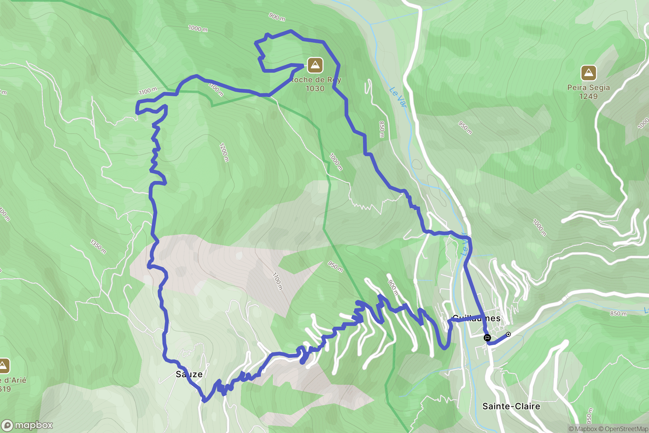 Guillaumes : carte du parcours de randonnée - France