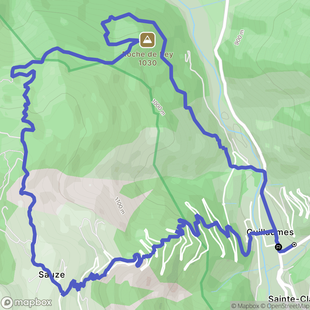 Guillaumes : carte du parcours de randonnée - France