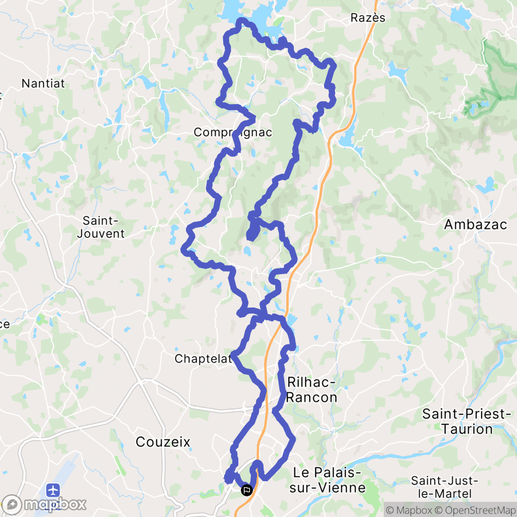 Limoges : carte du parcours de randonnée - France