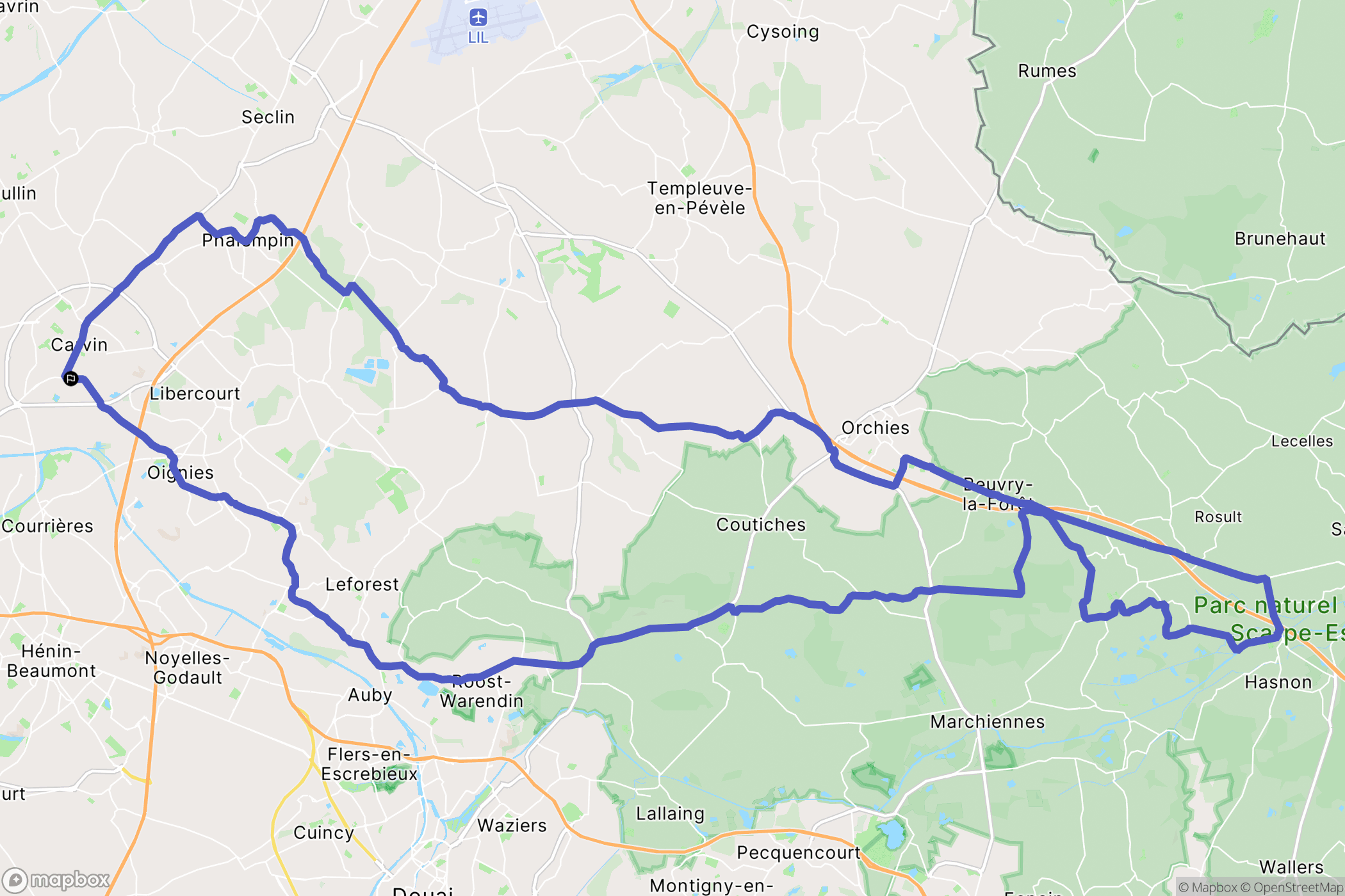 Carvin : carte du parcours de randonnée - France