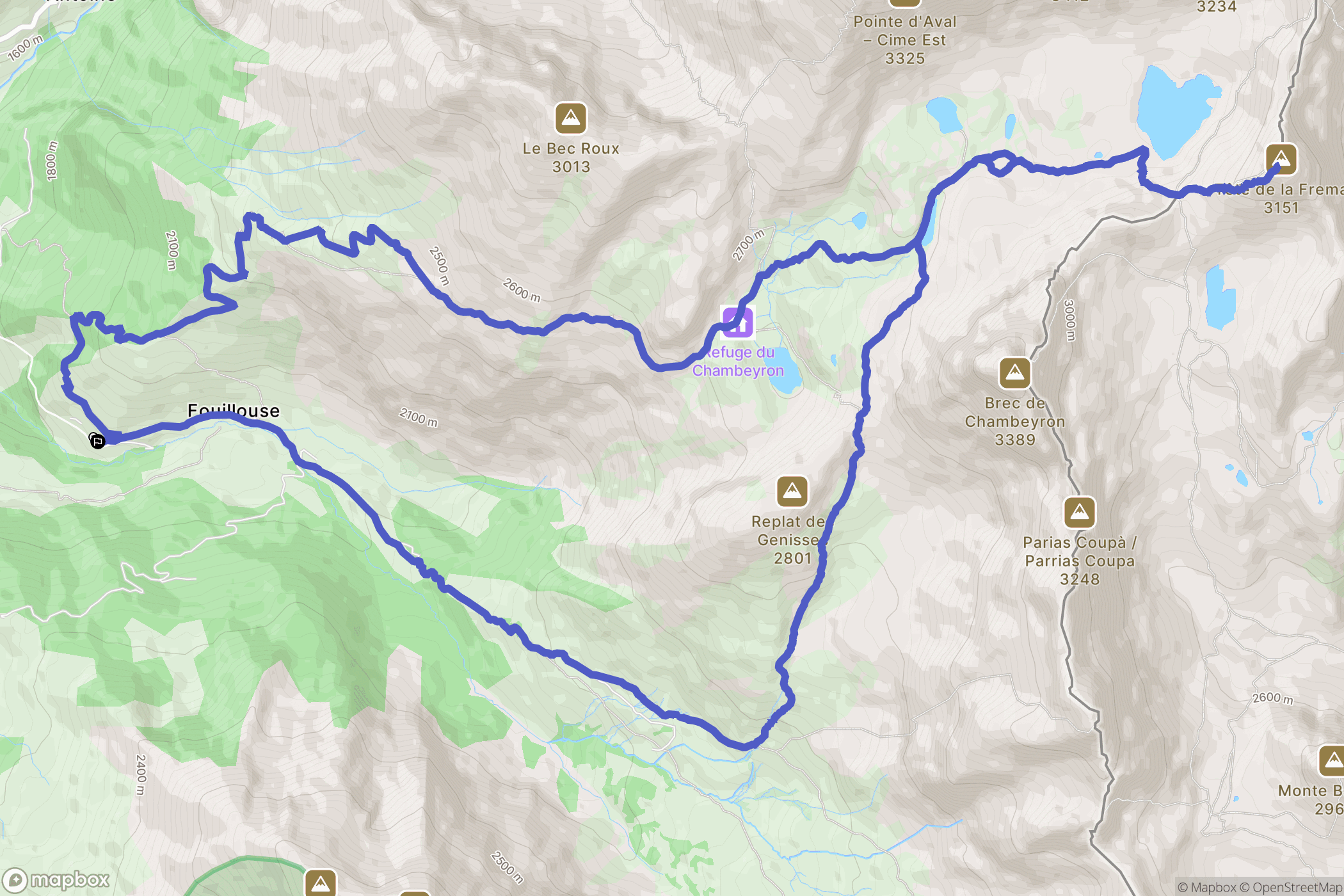 Saint-Paul-sur-Ubaye : carte du parcours de randonnée - France