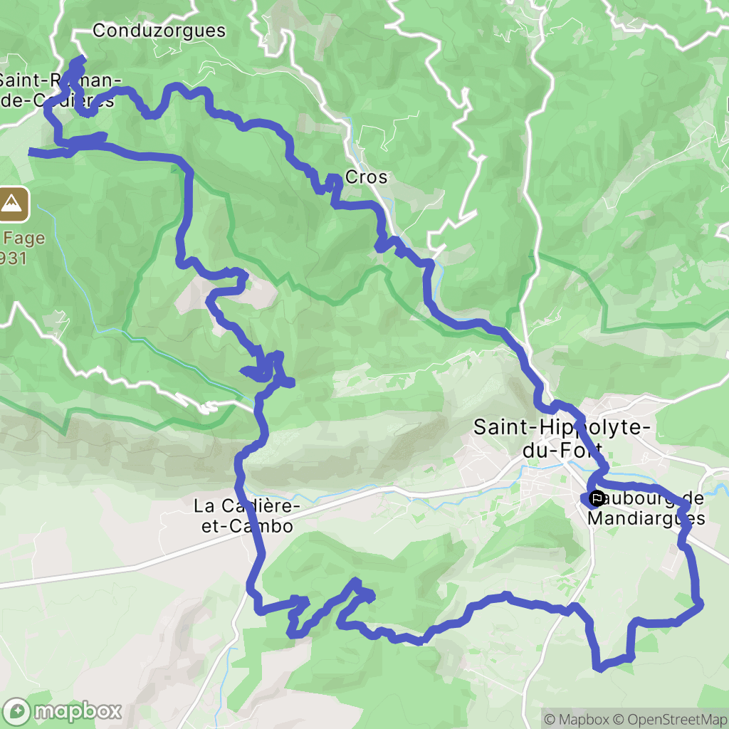 Saint-Hippolyte-du-Fort : carte du parcours de randonnée - France