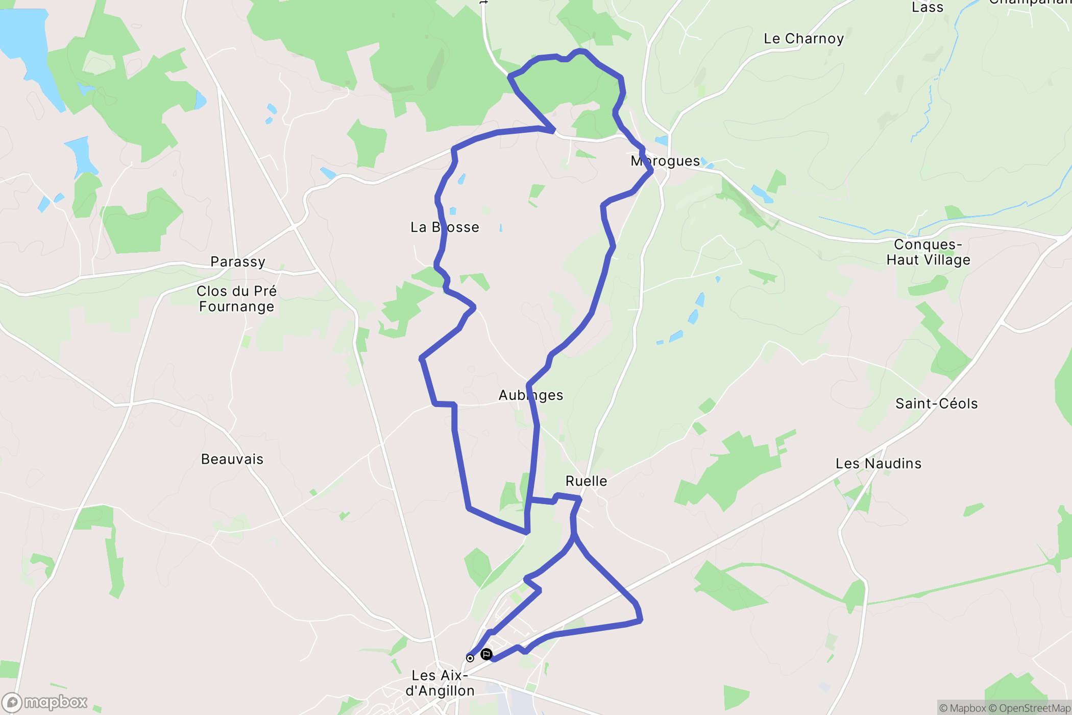 Les Aix-d'Angillon : carte du parcours de randonnée - France