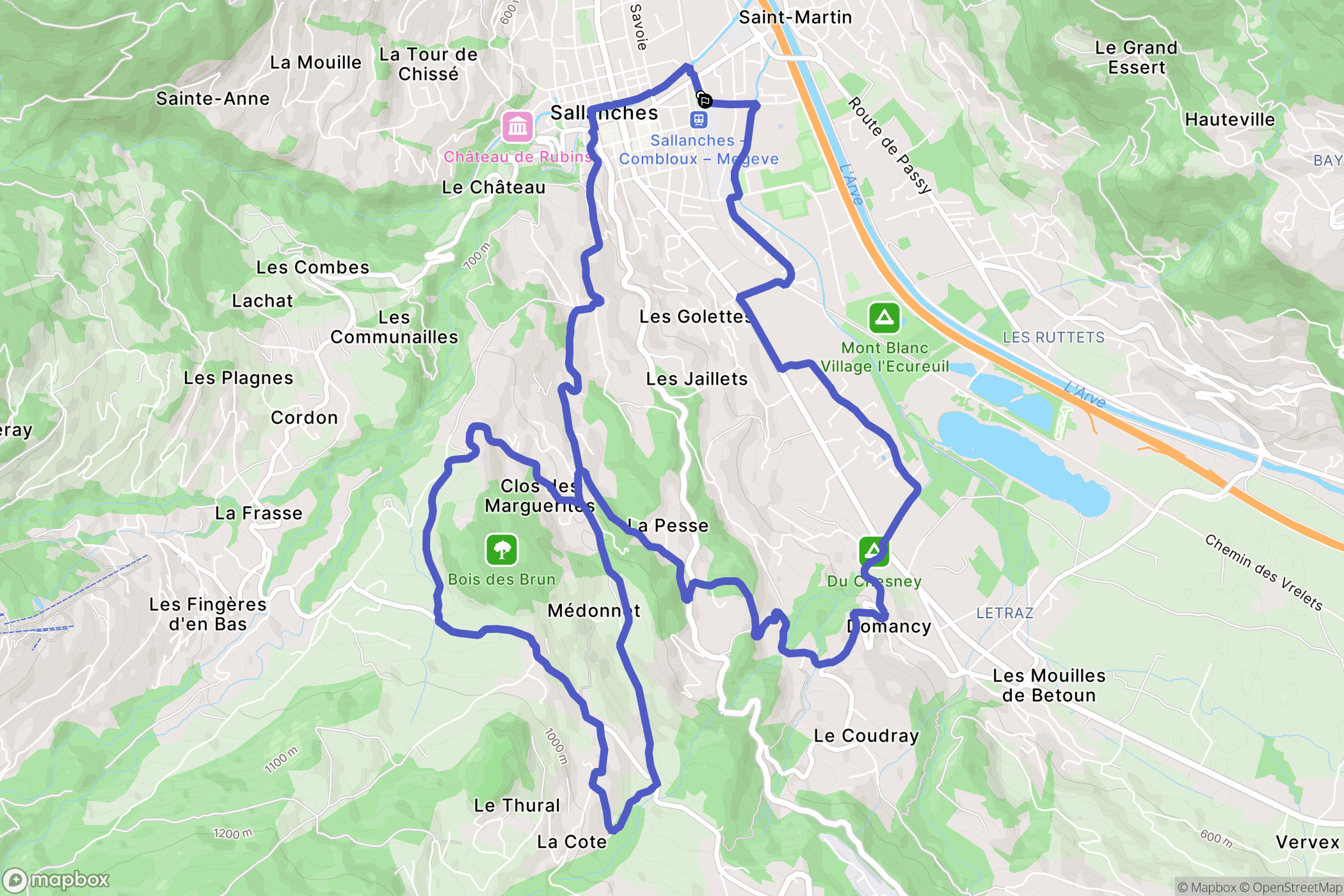 Sallanches : carte du parcours de randonnée - France