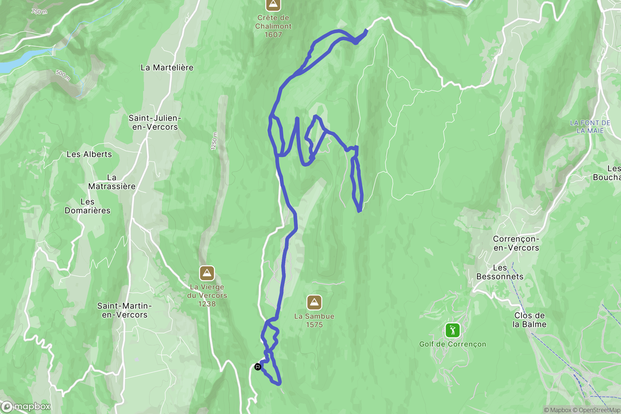 Saint-Martin-en-Vercors : carte du parcours de randonnée - France