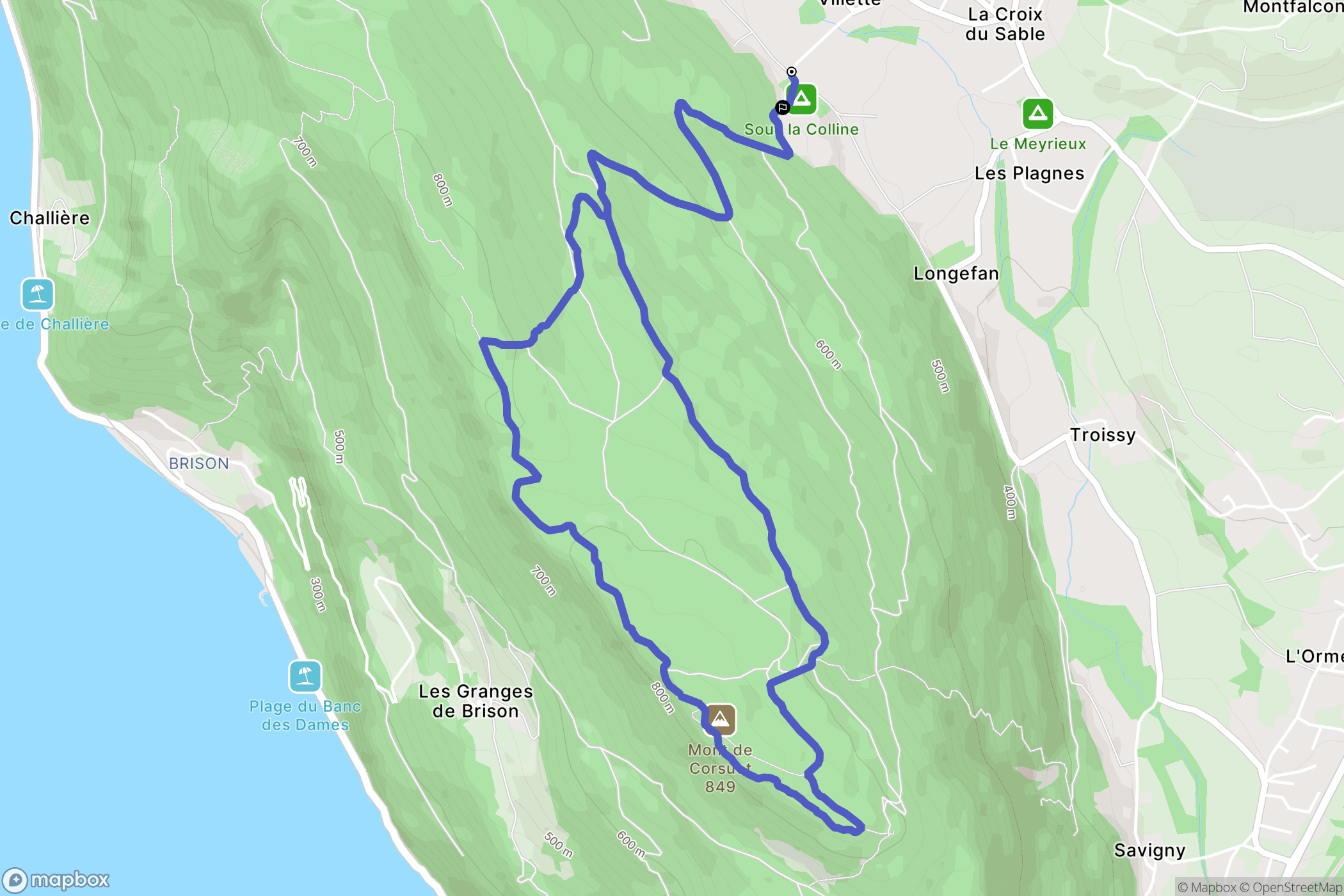 La Biolle : carte du parcours de randonnée - France