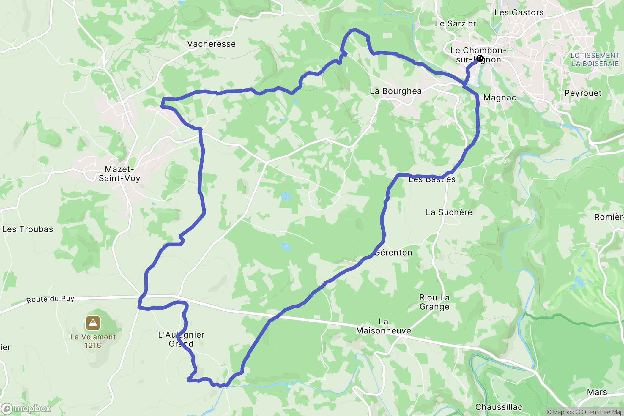 Le Chambon-sur-Lignon : carte du parcours de randonnée - France