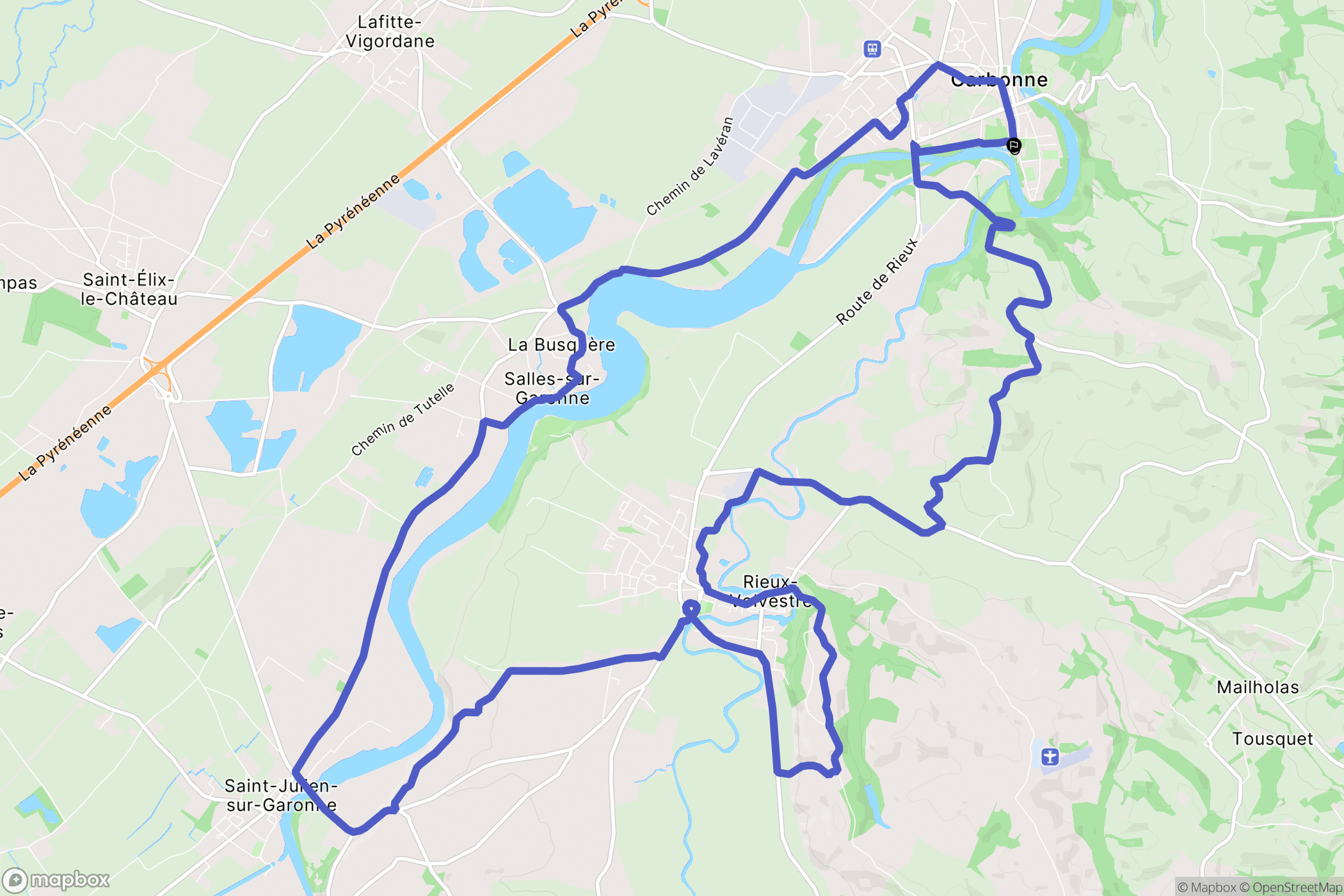 Carbonne : carte du parcours de randonnée - France