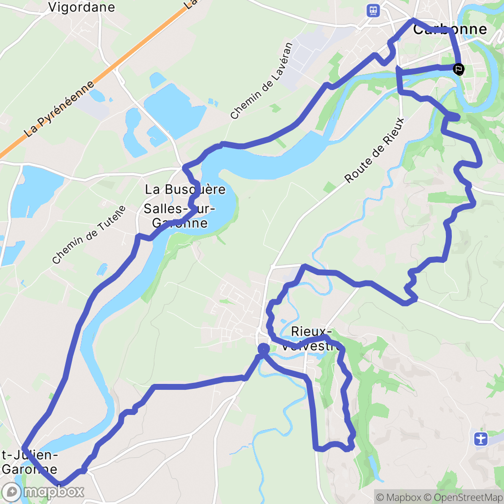 Carbonne : carte du parcours de randonnée - France