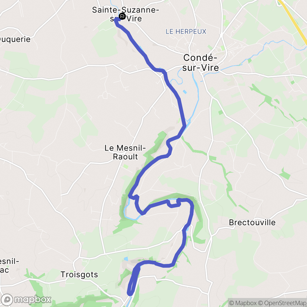 Sainte-Suzanne-sur-Vire : carte du parcours de randonnée - France
