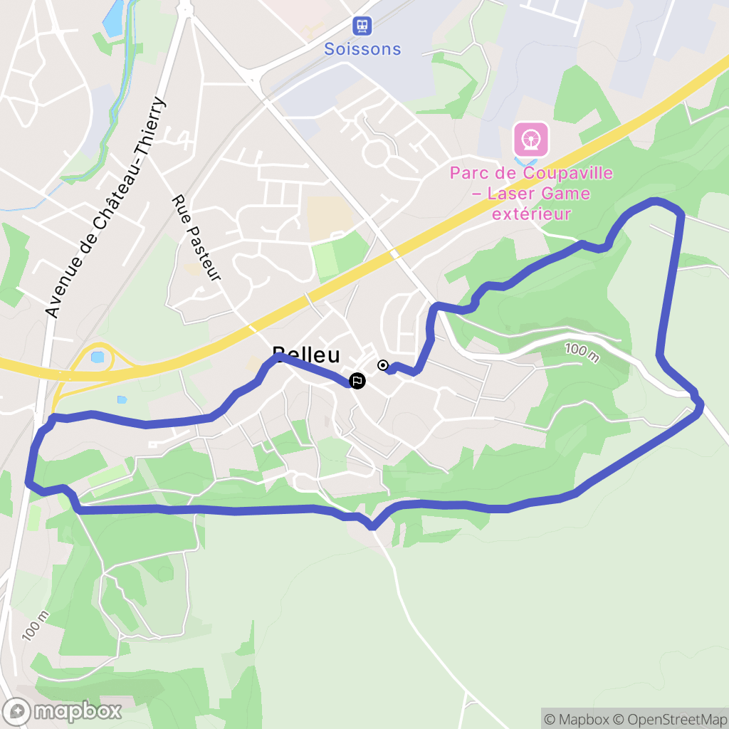 Belleu : carte du parcours de randonnée - France