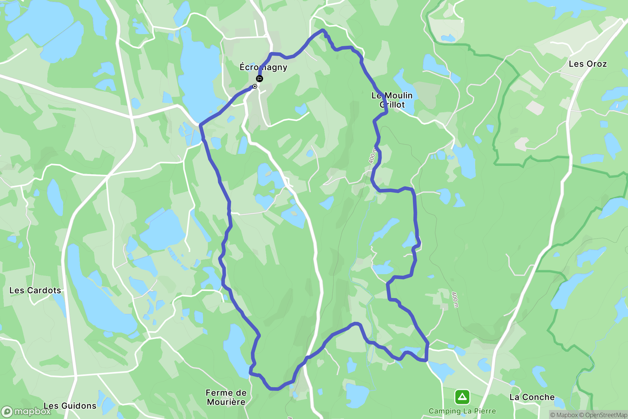 Écromagny : carte du parcours de randonnée - France