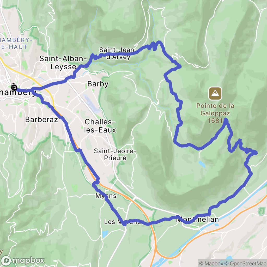 Chambéry : carte du parcours de randonnée - France
