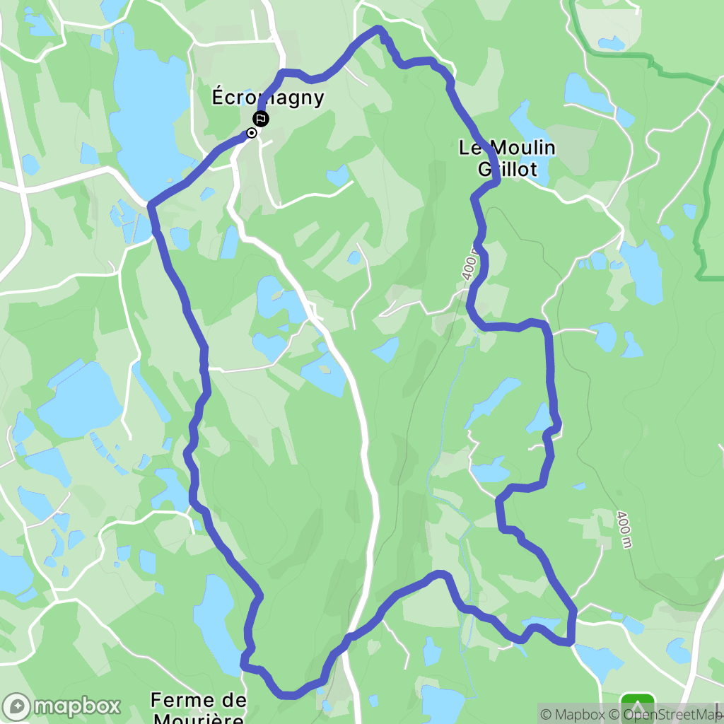 Écromagny : carte du parcours de randonnée - France