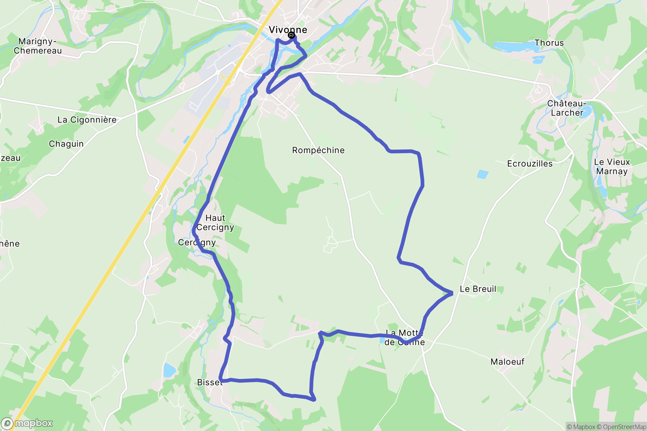 Vivonne : carte du parcours de randonnée - France