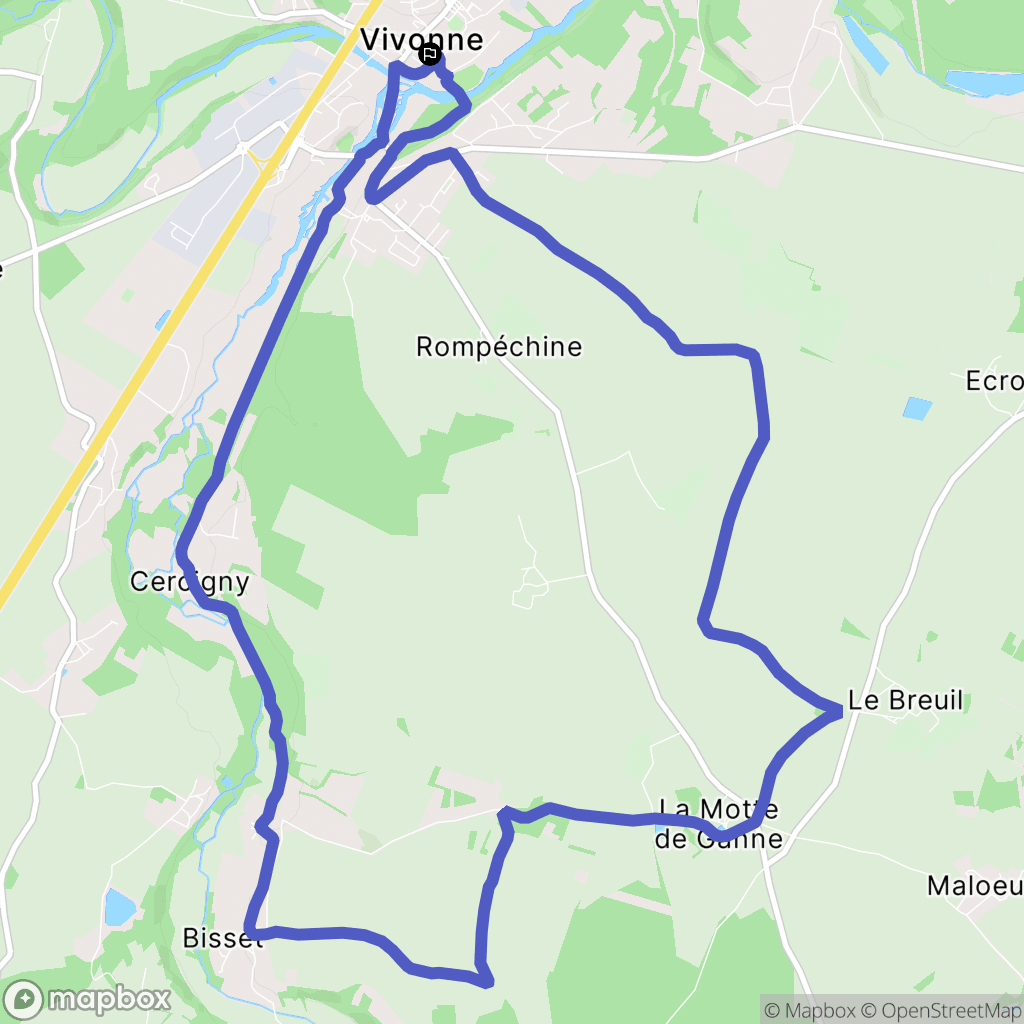 Vivonne : carte du parcours de randonnée - France