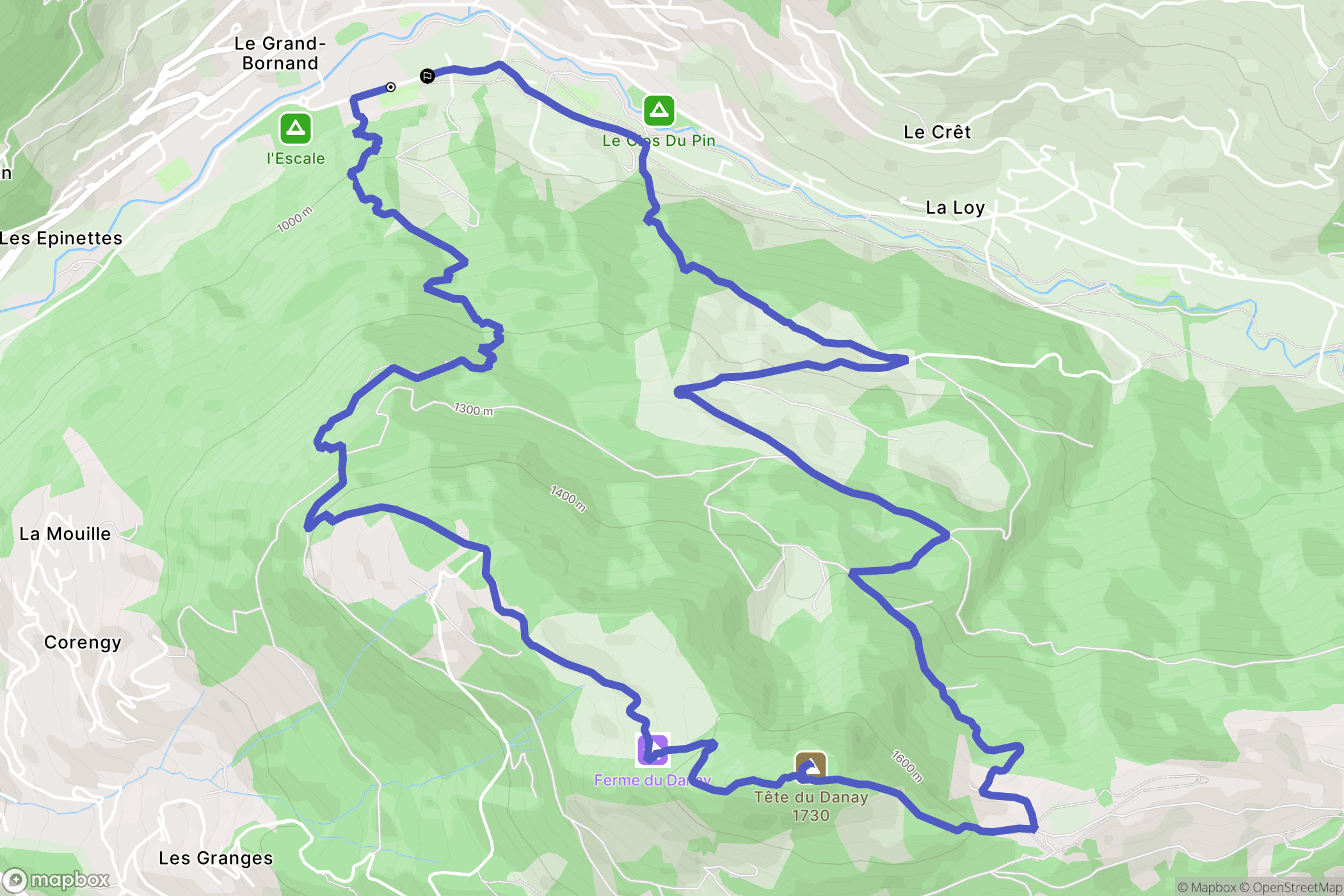 Le Grand-Bornand : carte du parcours de randonnée - France