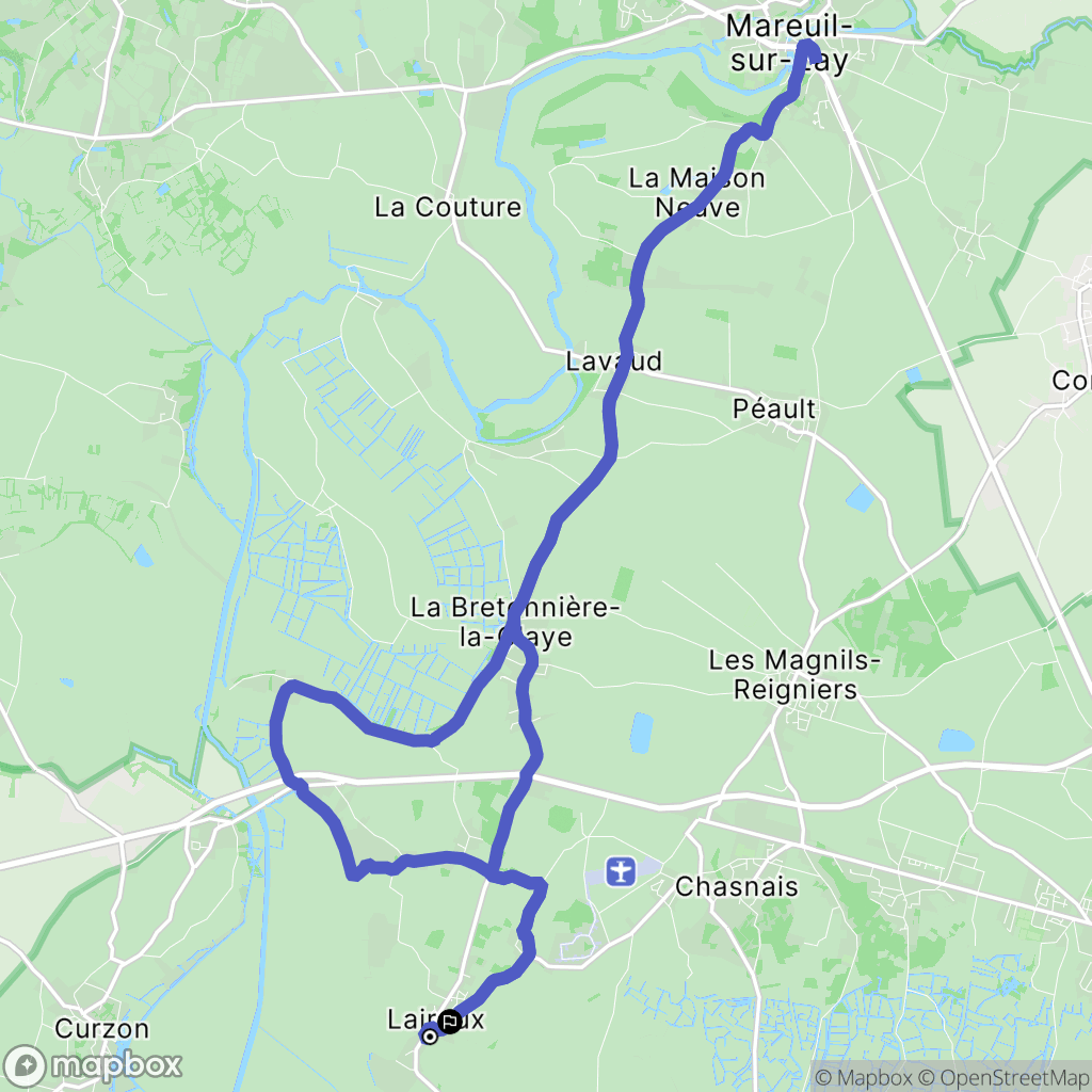 Lairoux : carte du parcours de randonnée - France