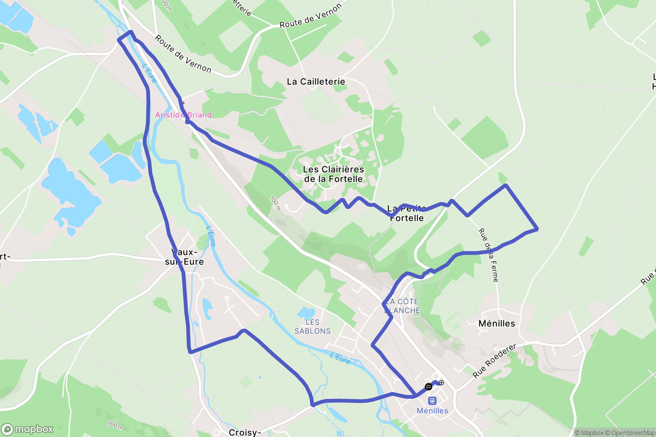 Ménilles : carte du parcours de randonnée - France