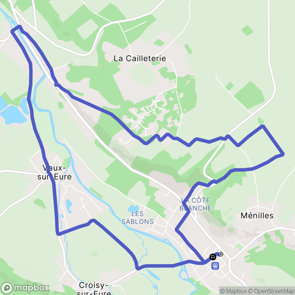 Ménilles : carte du parcours de randonnée - France