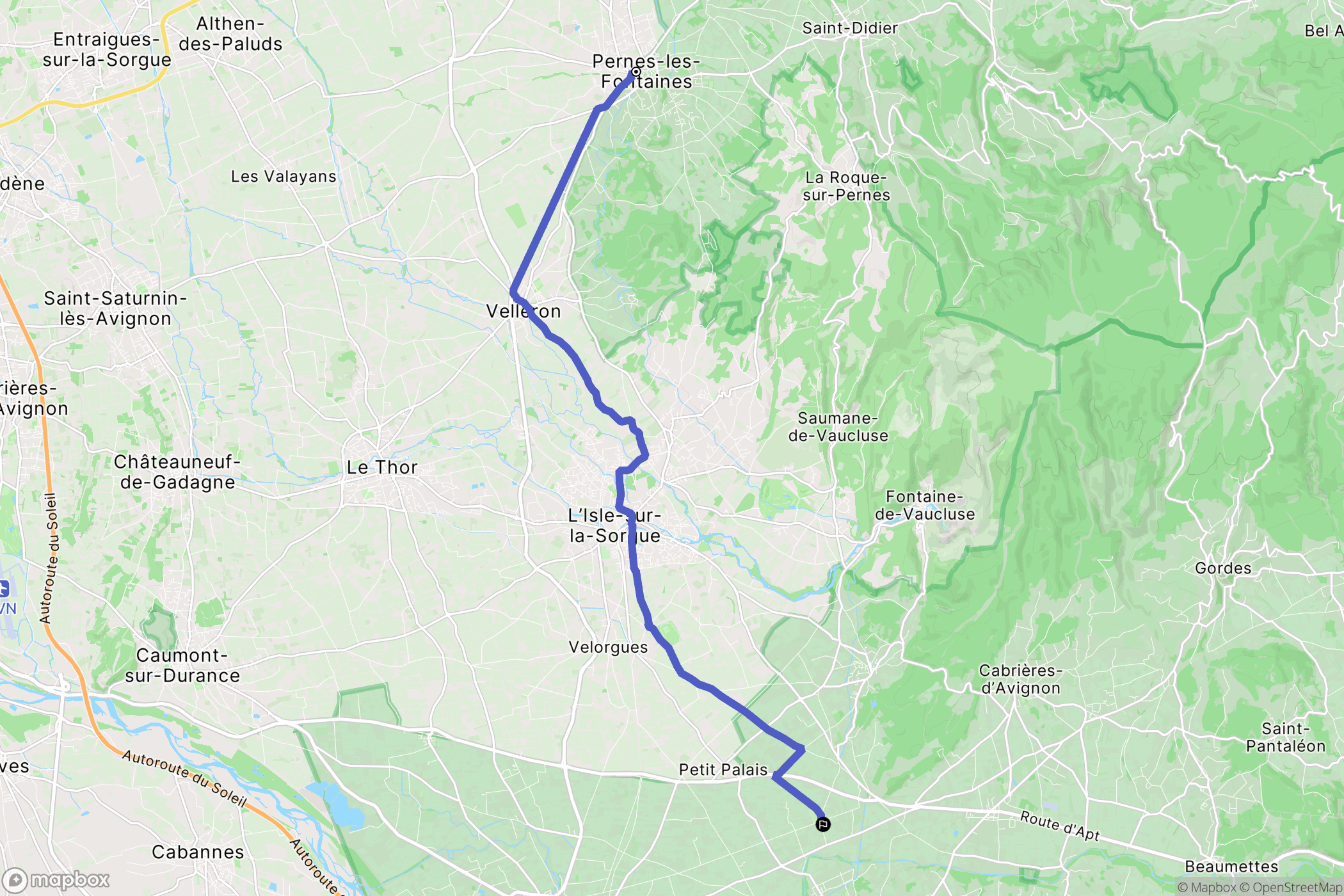 Pernes-les-Fontaines : carte du parcours de randonnée - France