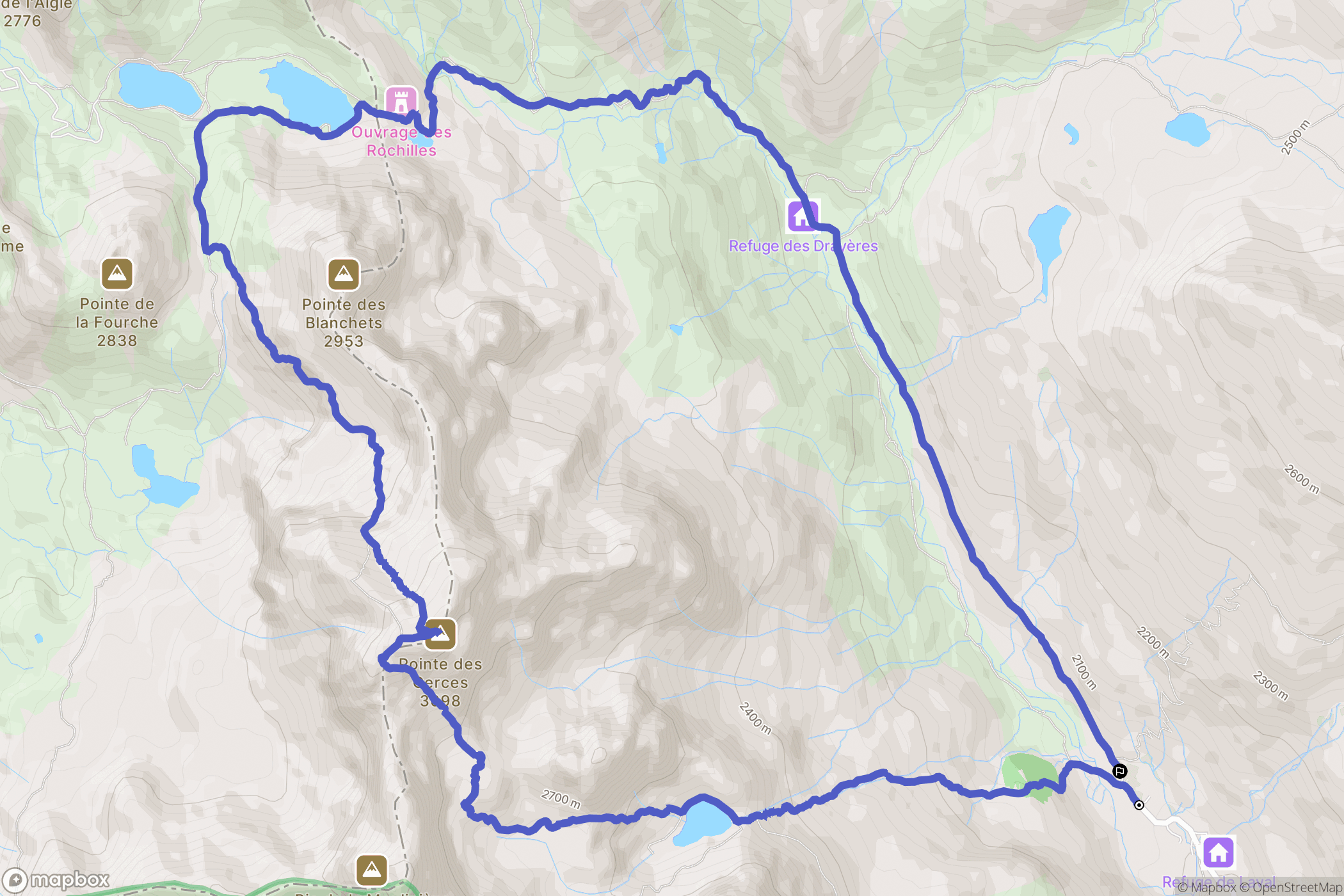 Névache : carte du parcours de randonnée - France