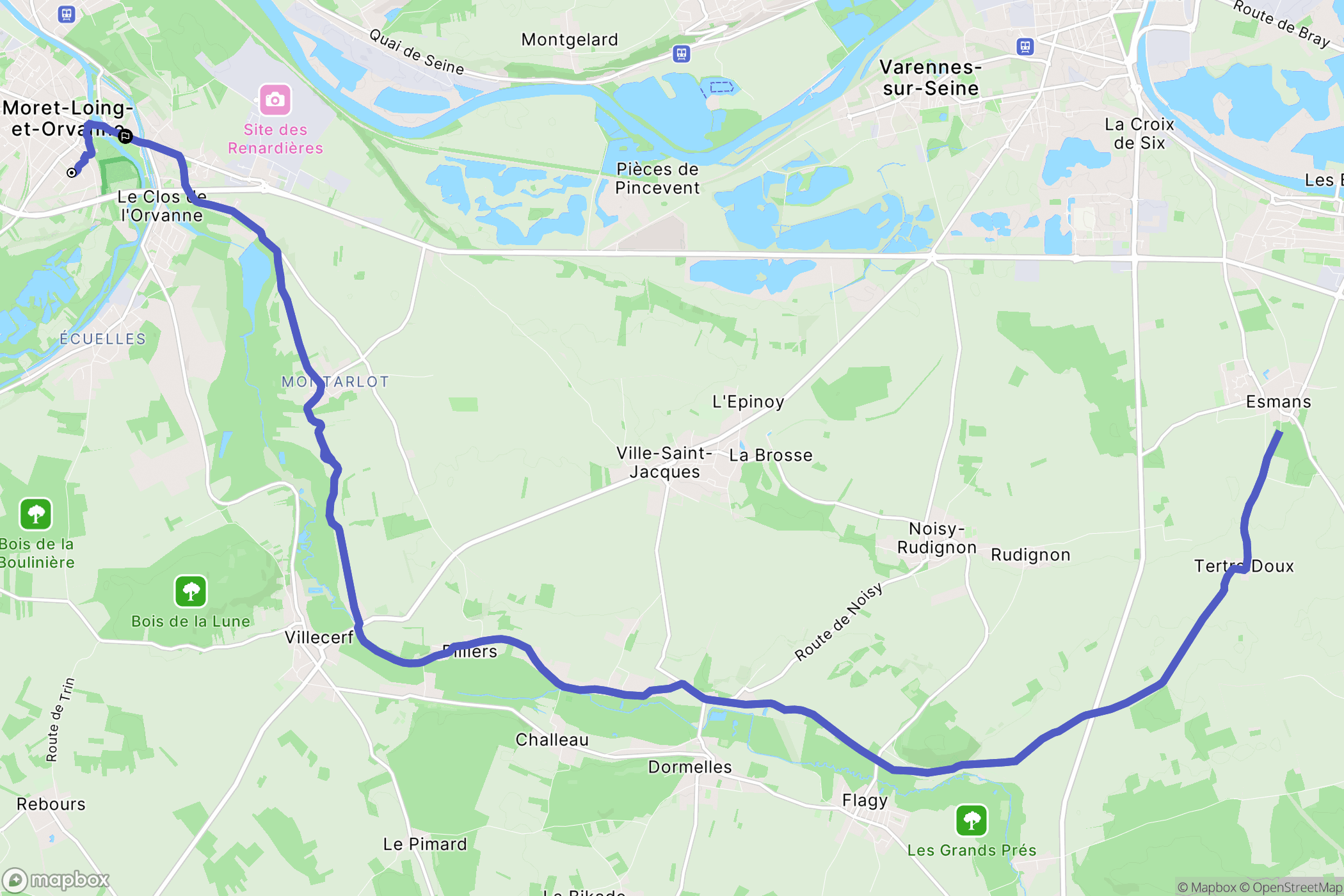 Moret-Loing-et-Orvanne : carte du parcours de randonnée - France