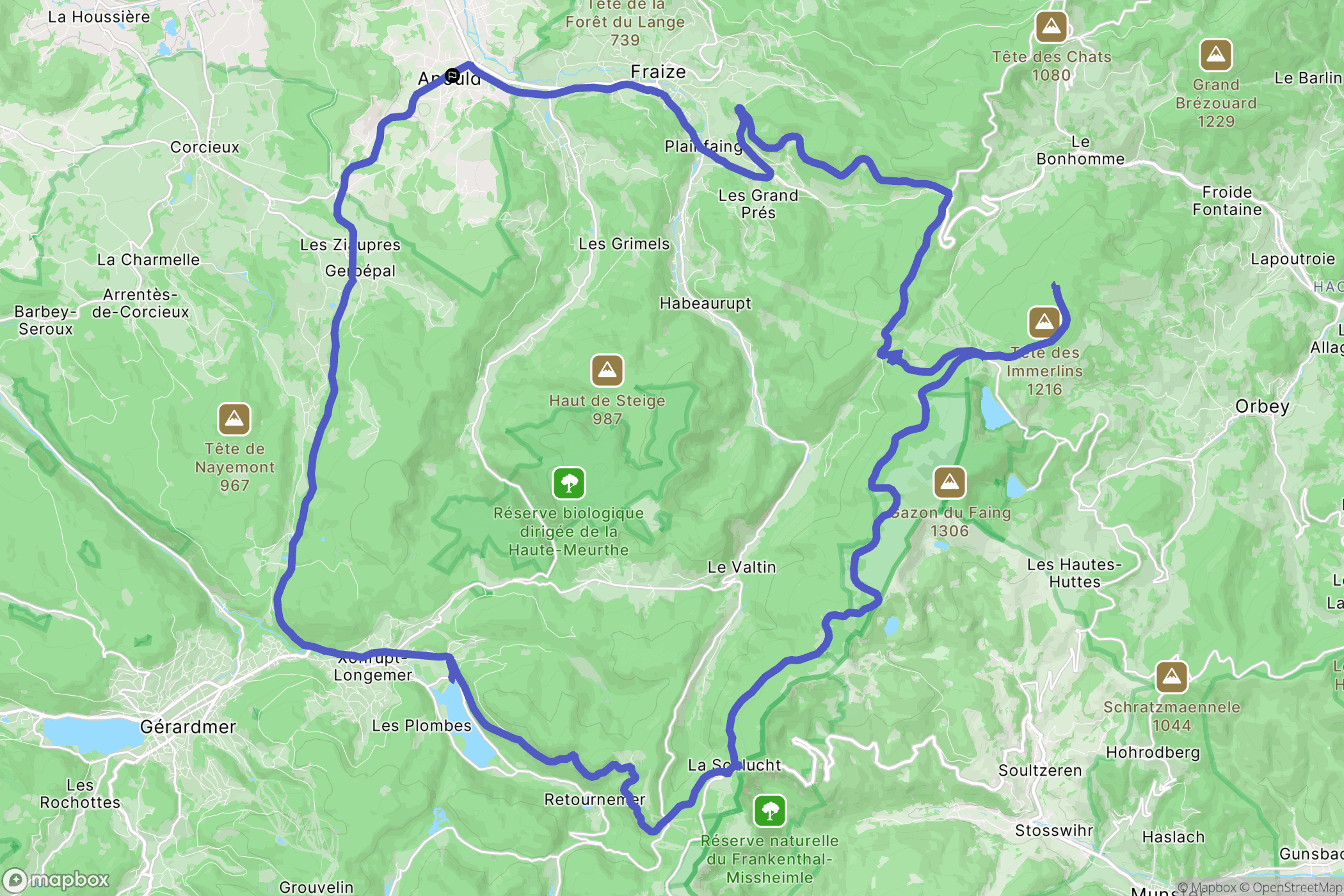 Anould : carte du parcours de randonnée - France
